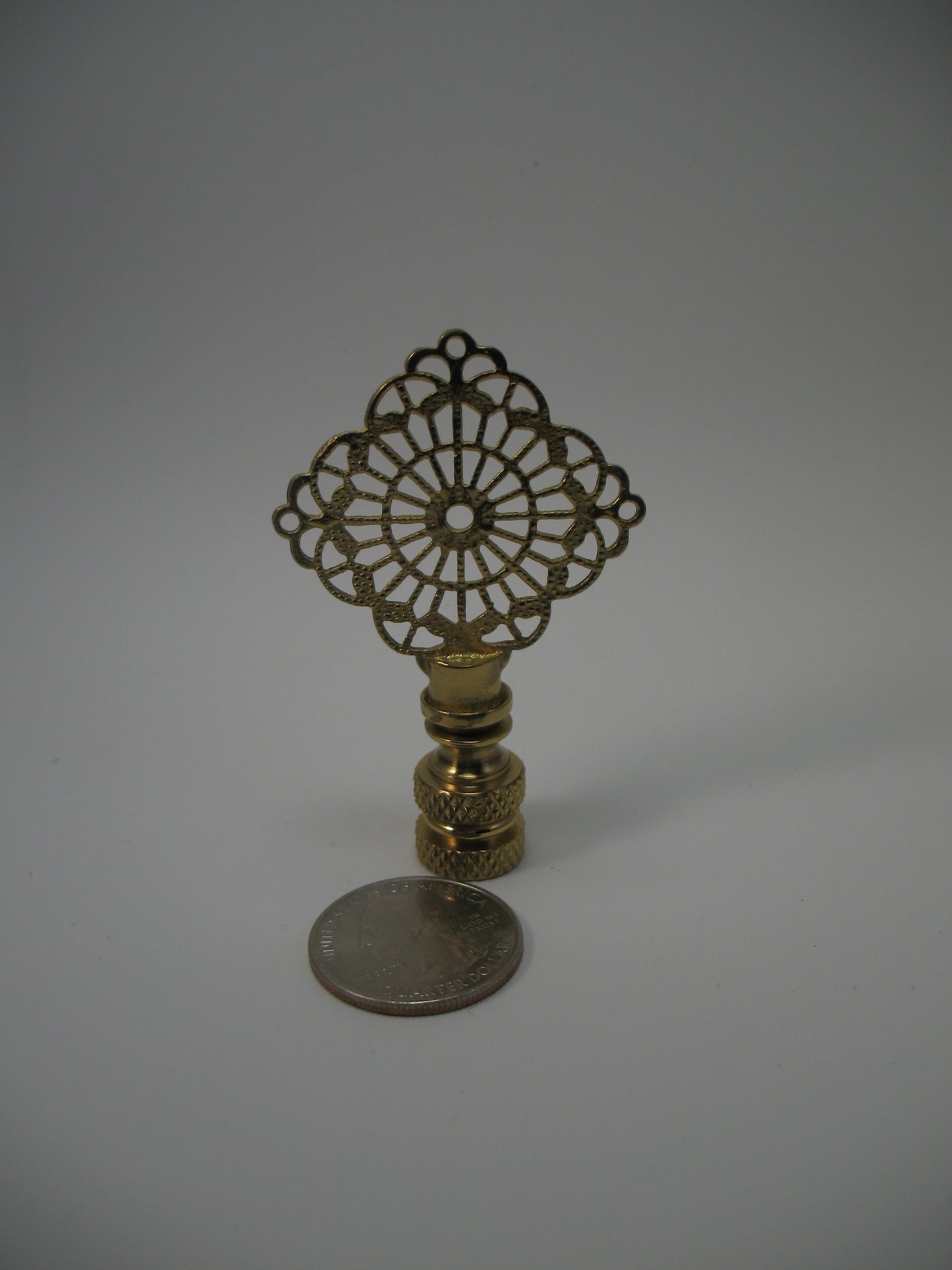 Lamp Finial Brass Filigree Square on Point