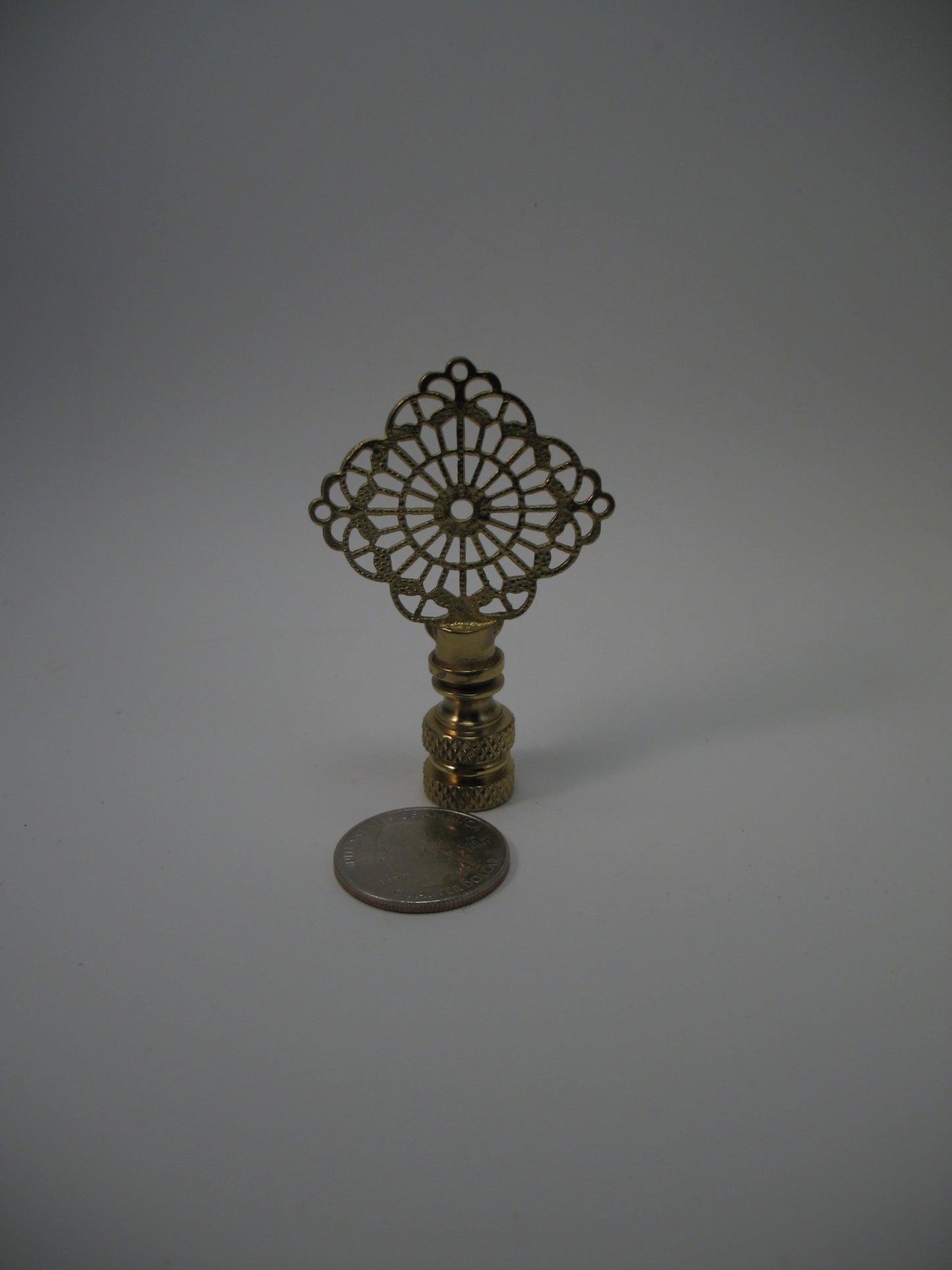 Lamp Finial Brass Filigree Square on Point