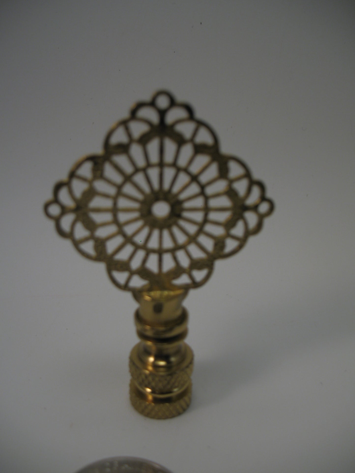 Lamp Finial Brass Filigree Square on Point