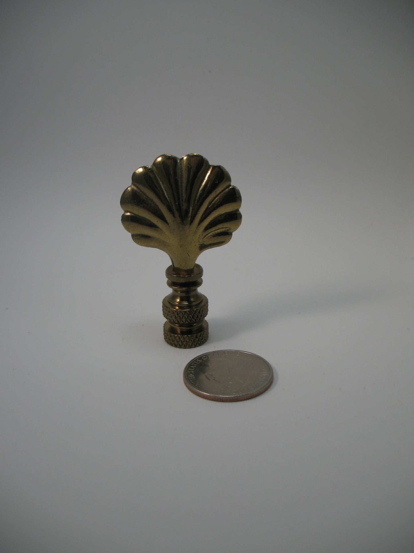 Lamp Finial Antiqued Brass Small Shell Standard Thread