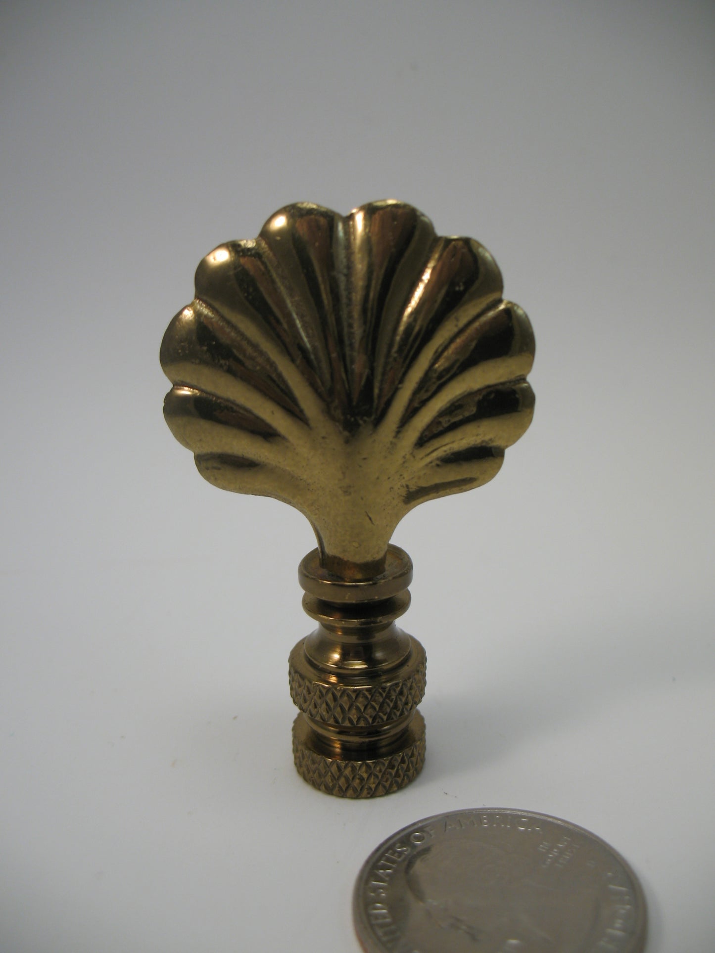 Lamp Finial Antiqued Brass Small Shell Standard Thread