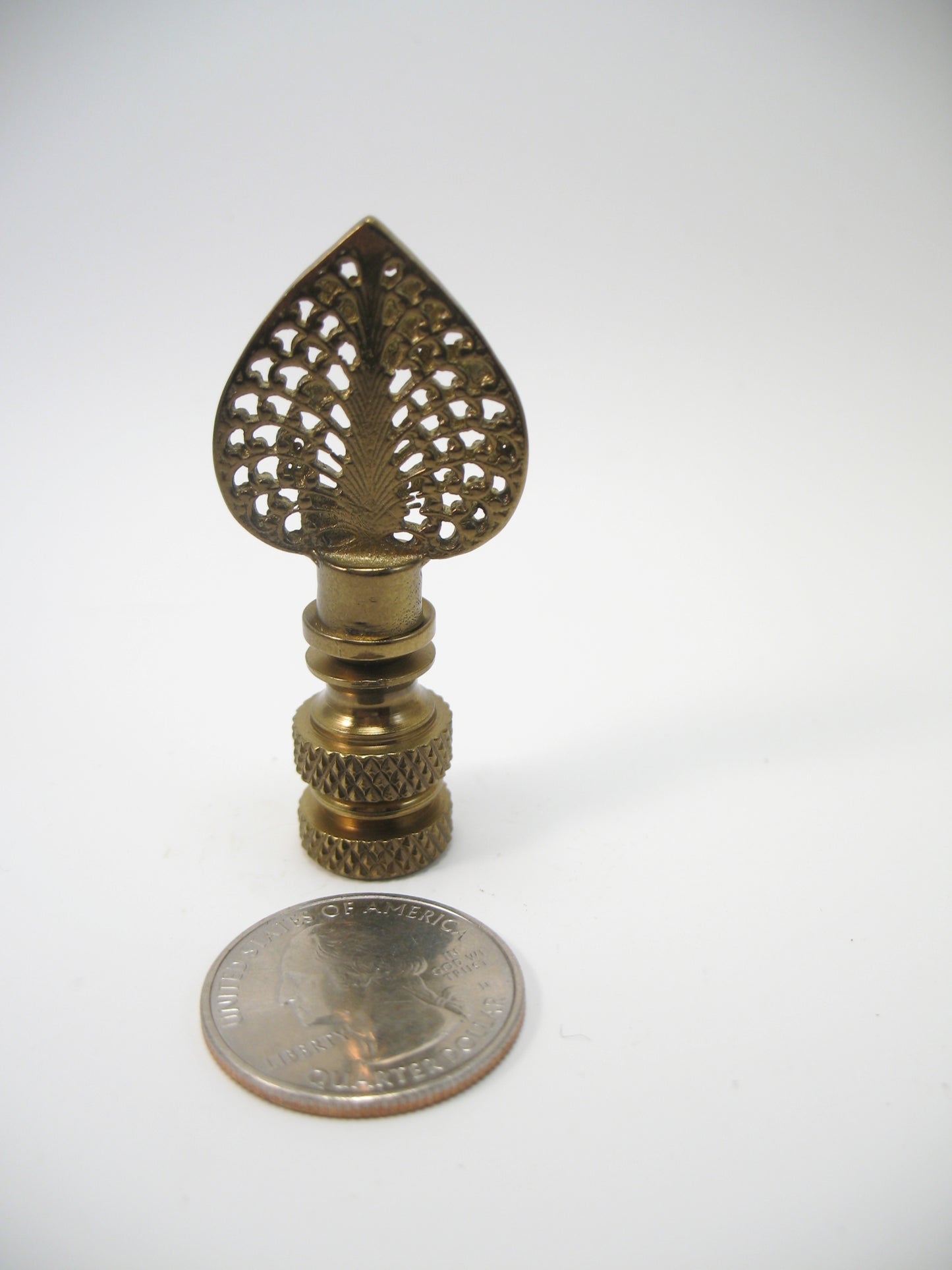 Lamp Finial Small Lacy Point Antiqued Brass Filigree