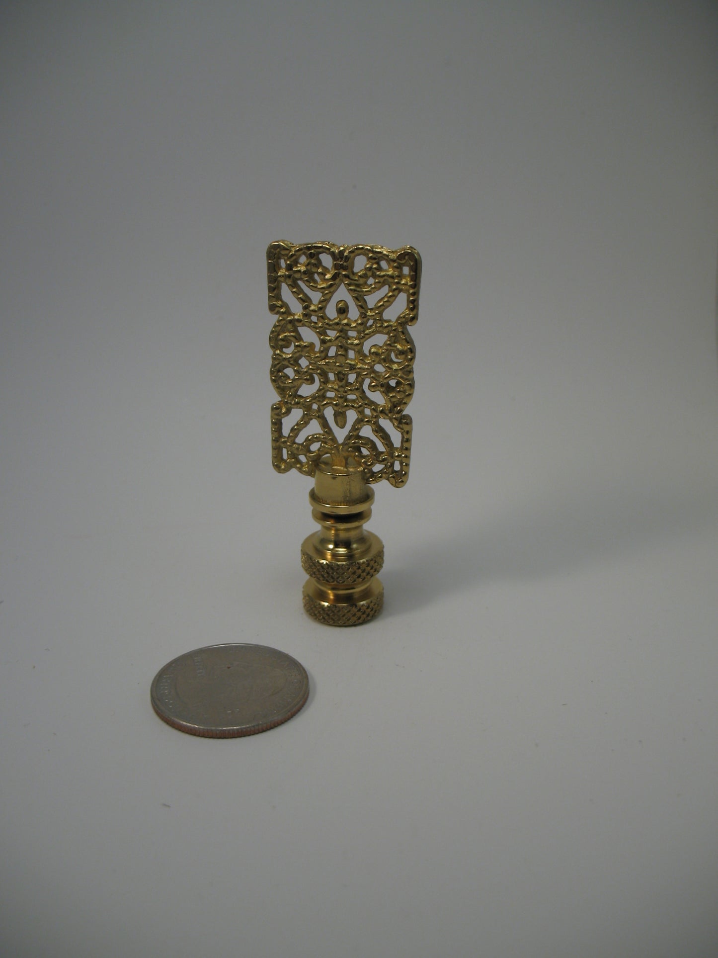 Lamp Finial Brass Filigree Rectangle Stand Hardware #T567