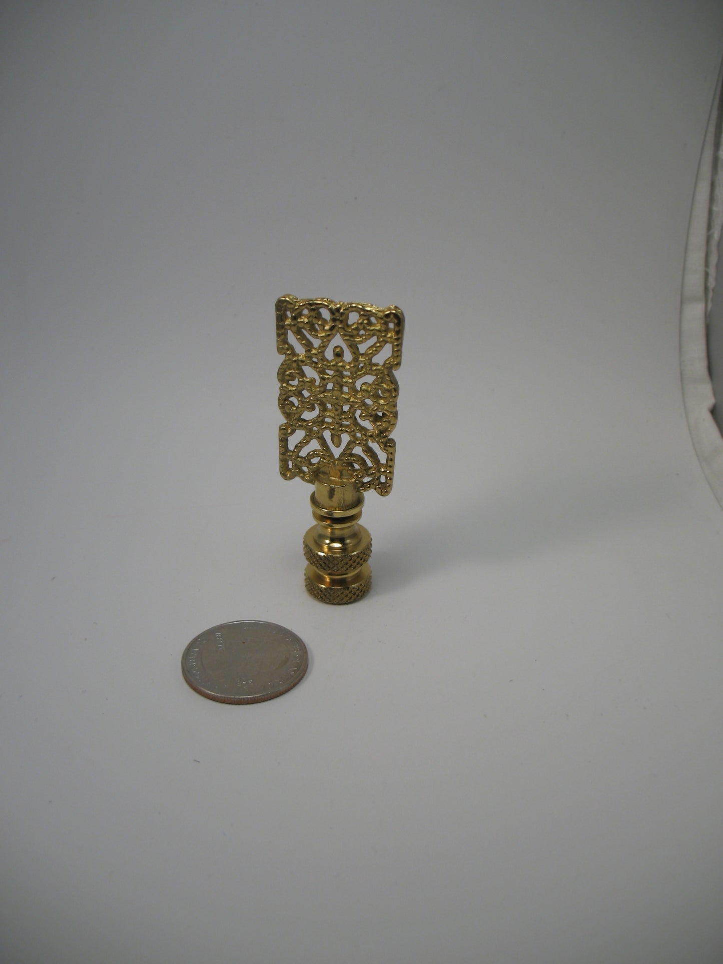 Lamp Finial Brass Filigree Rectangle Stand Hardware #T567