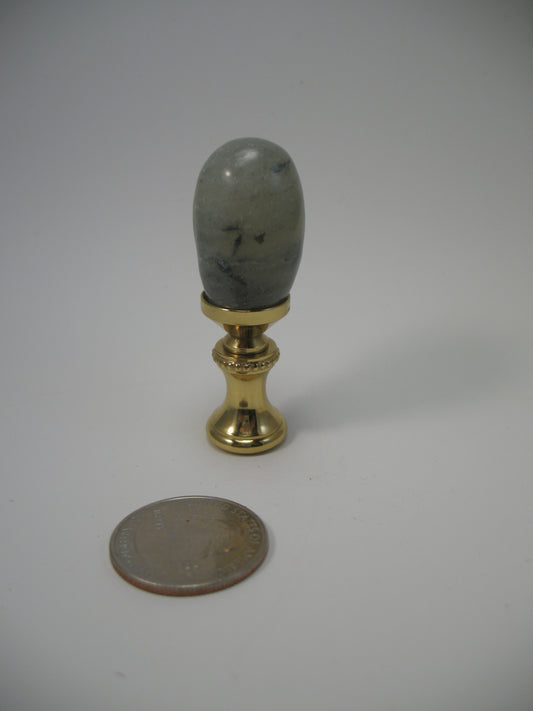 Lamp Finial Jade Like Simple Egg Green and Brass Standard Thread J104A