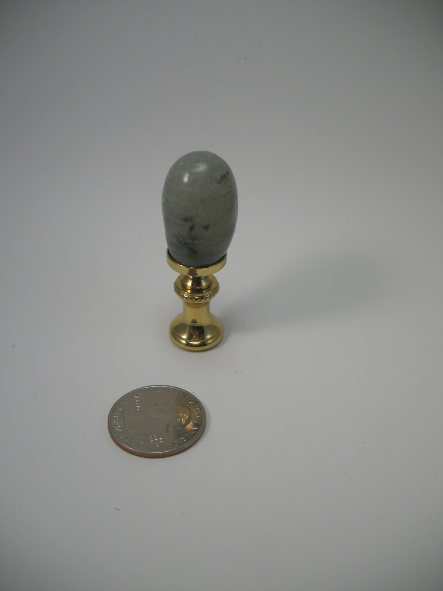 Lamp Finial Jade Like Simple Egg Green and Brass Standard Thread J104A