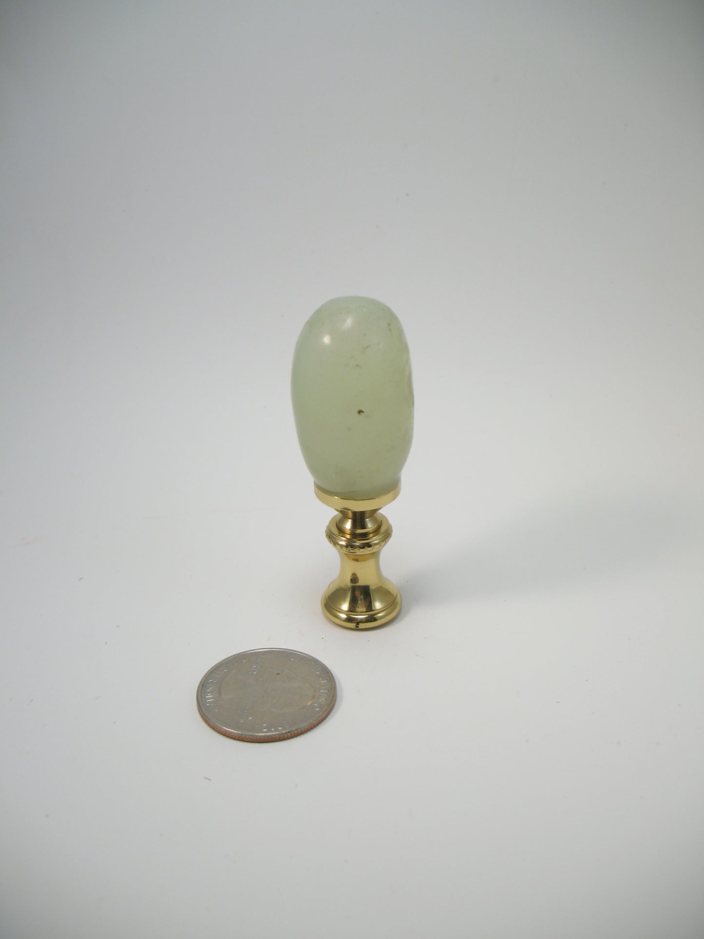 Lamp Finial Jade Like Oval Brass Hardware Standard Thread  J104B