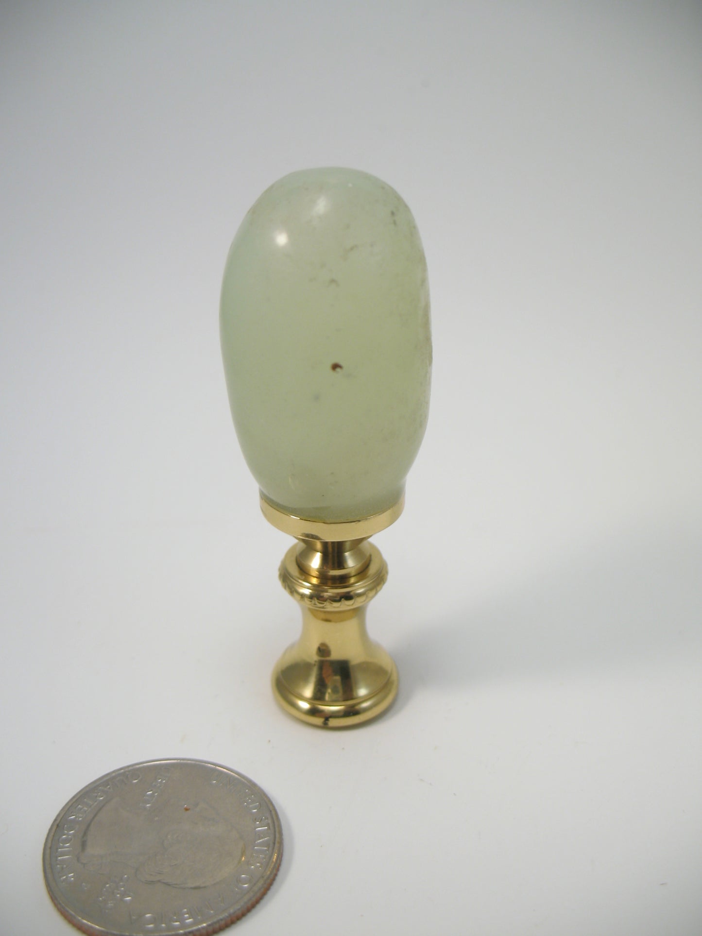 Lamp Finial Jade Like Oval Brass Hardware Standard Thread  J104B