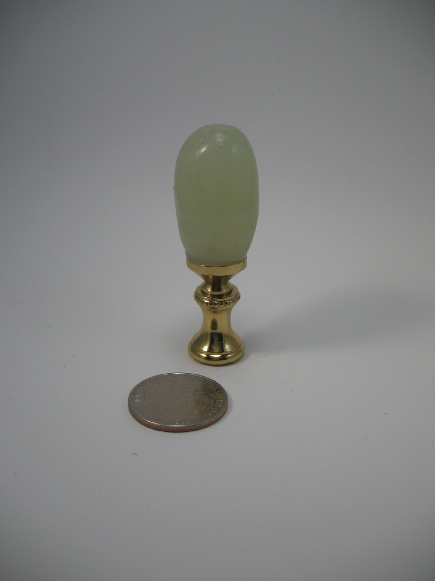 Lamp Finial Jade Like Oval Brass Hardware Standard Thread  J104B