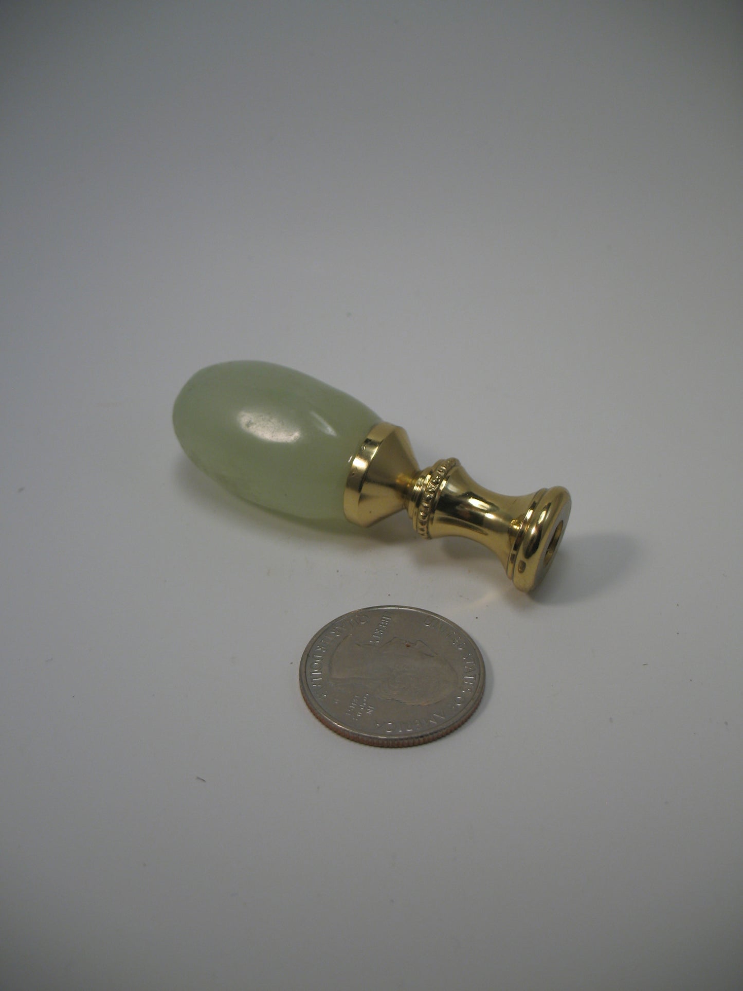 Lamp Finial Jade Like Oval Brass Hardware Standard Thread  J104B