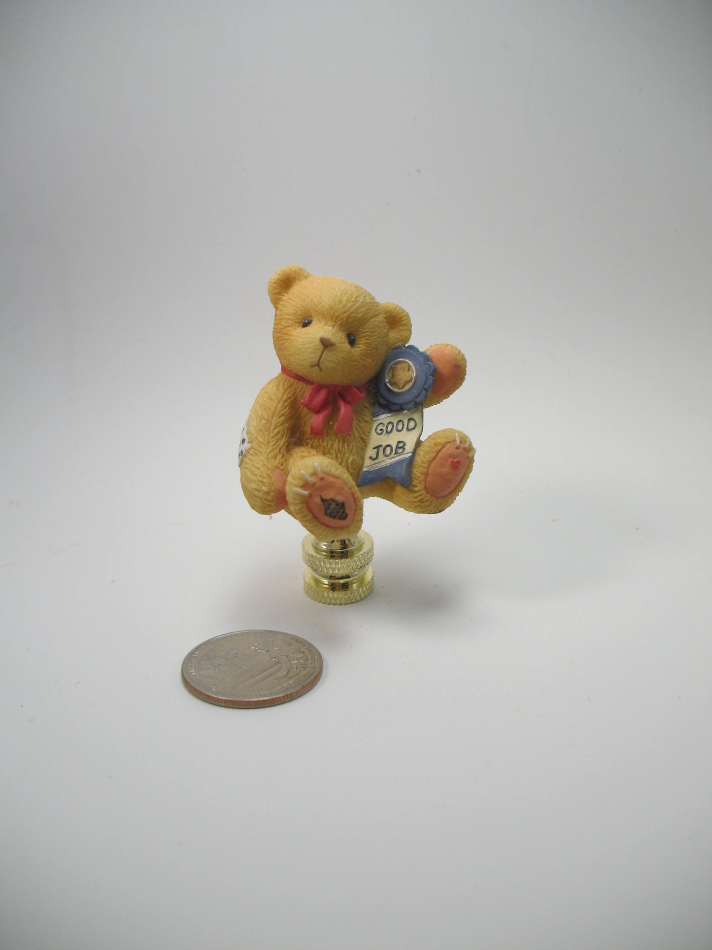 Lamp Finial Small Tan Teddy Bear Brass Hardware #2003AR