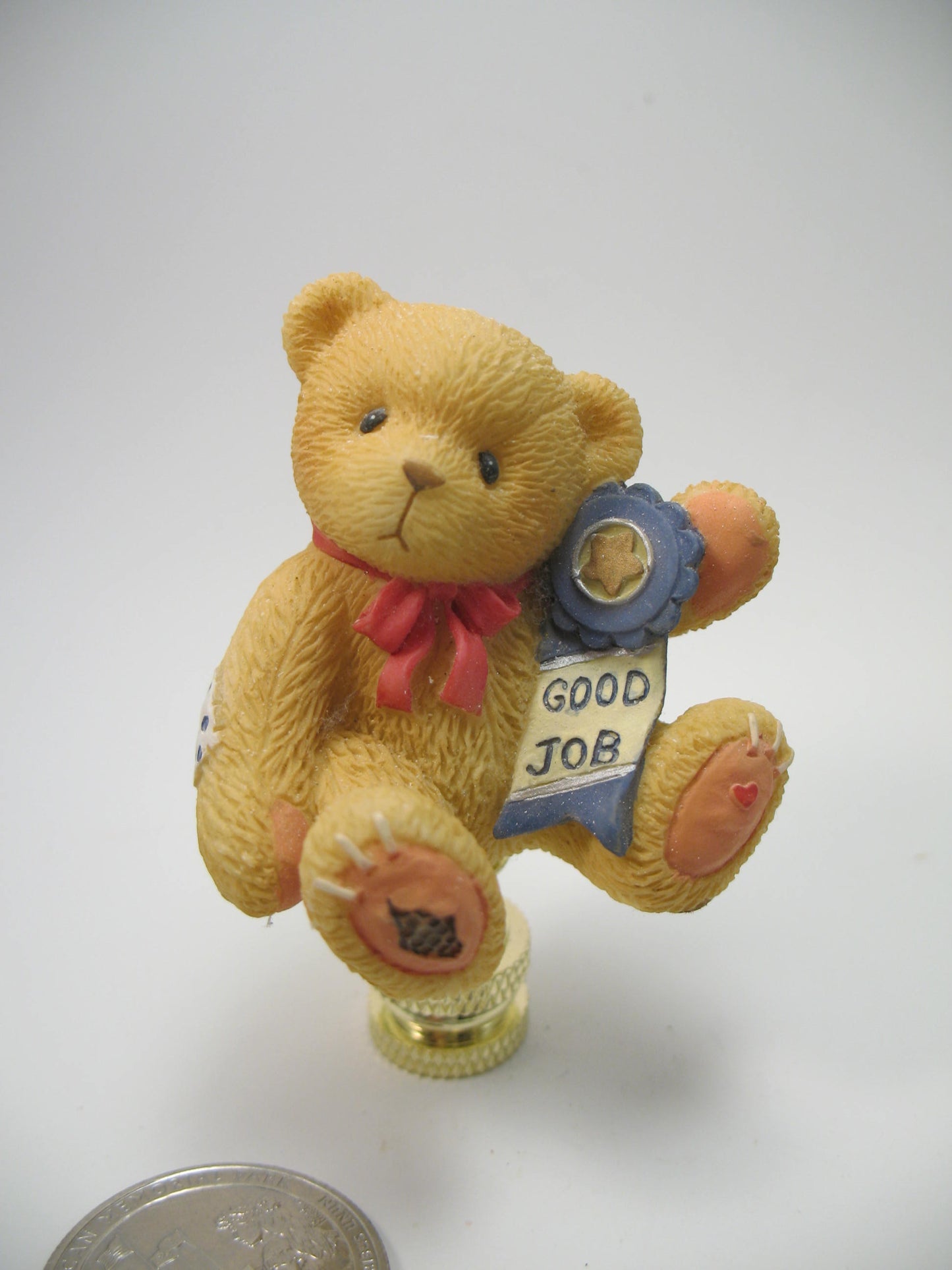 Lamp Finial Small Tan Teddy Bear Brass Hardware #2003AR