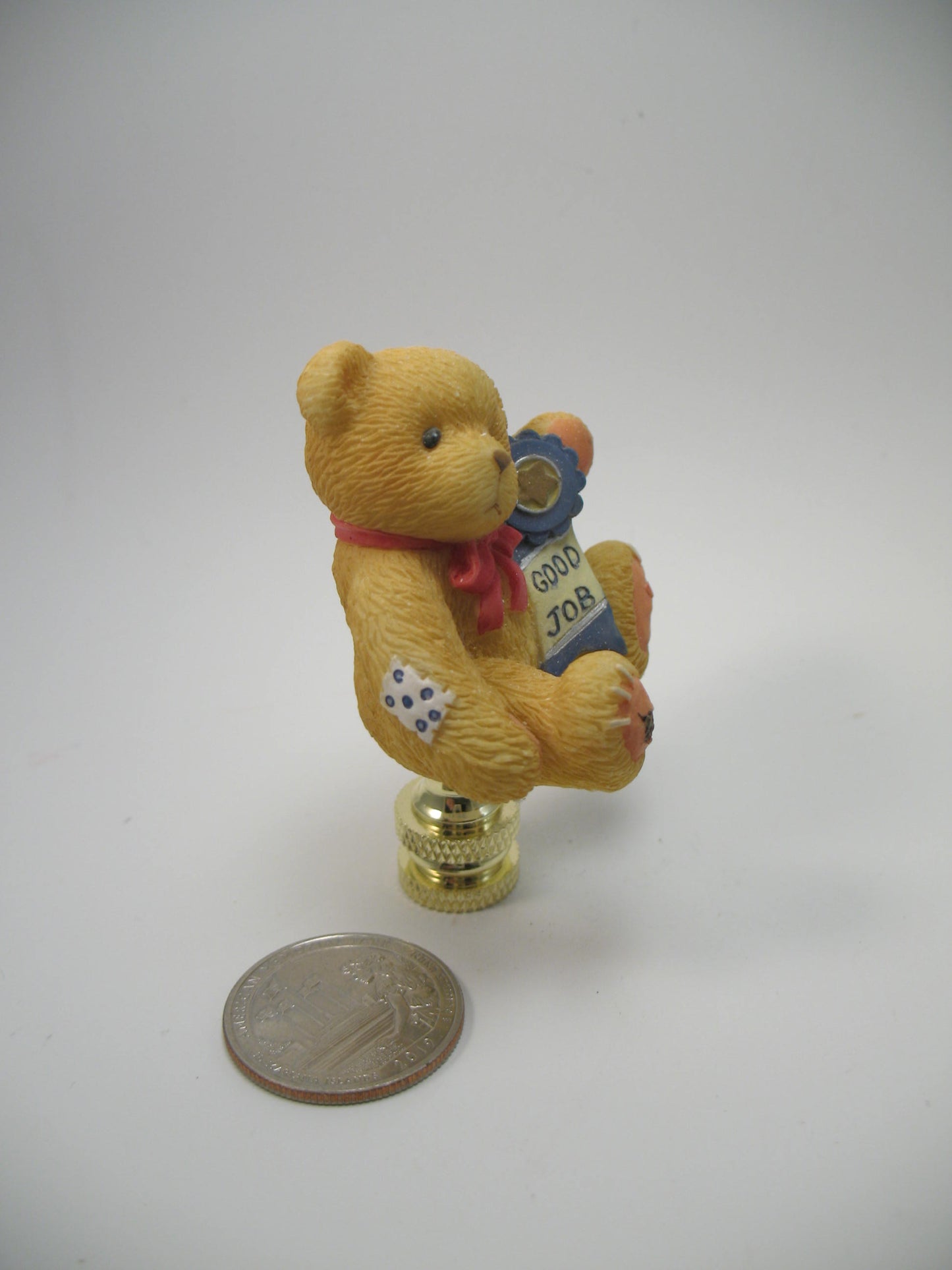 Lamp Finial Small Tan Teddy Bear Brass Hardware #2003AR