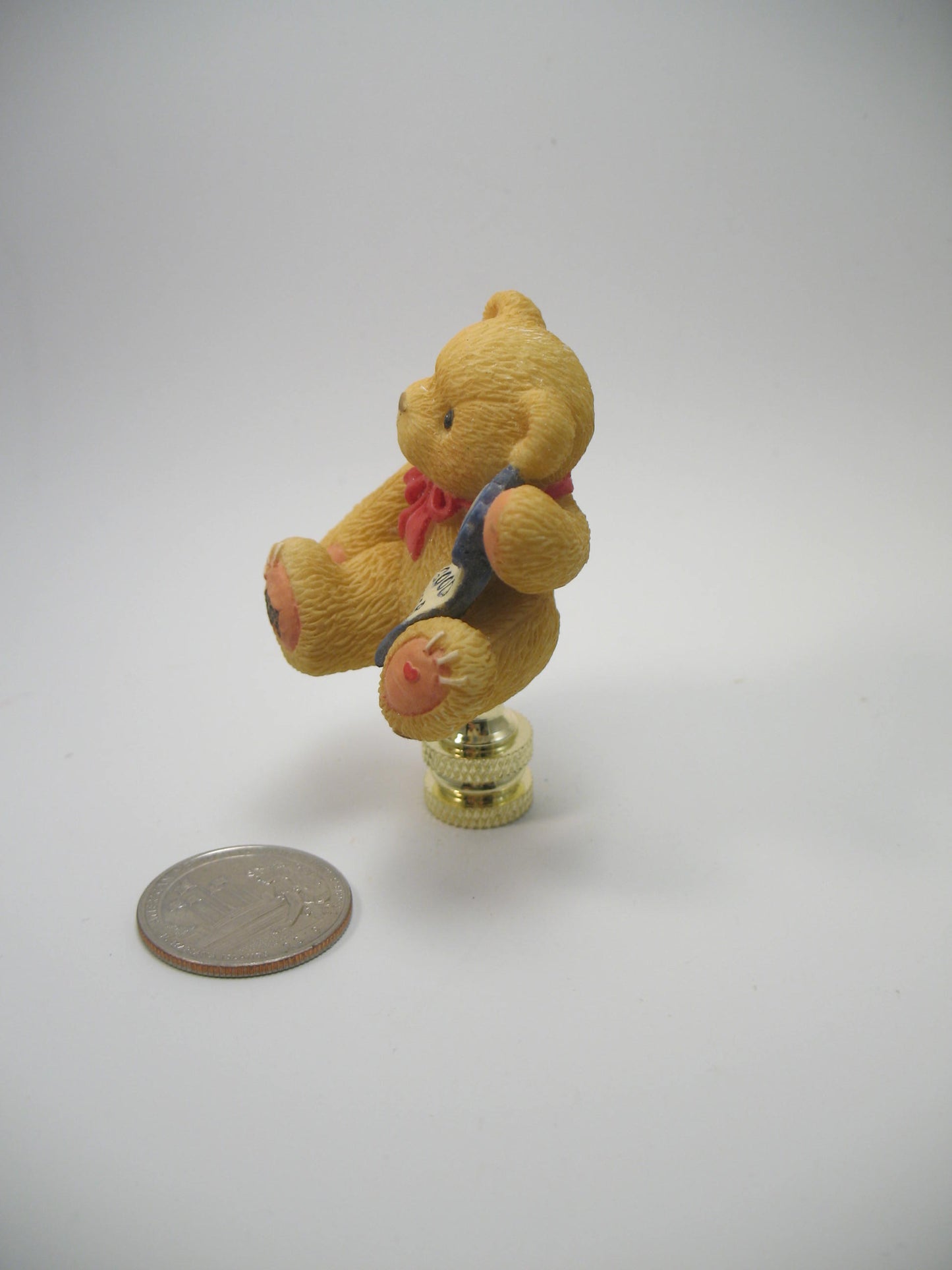 Lamp Finial Small Tan Teddy Bear Brass Hardware #2003AR