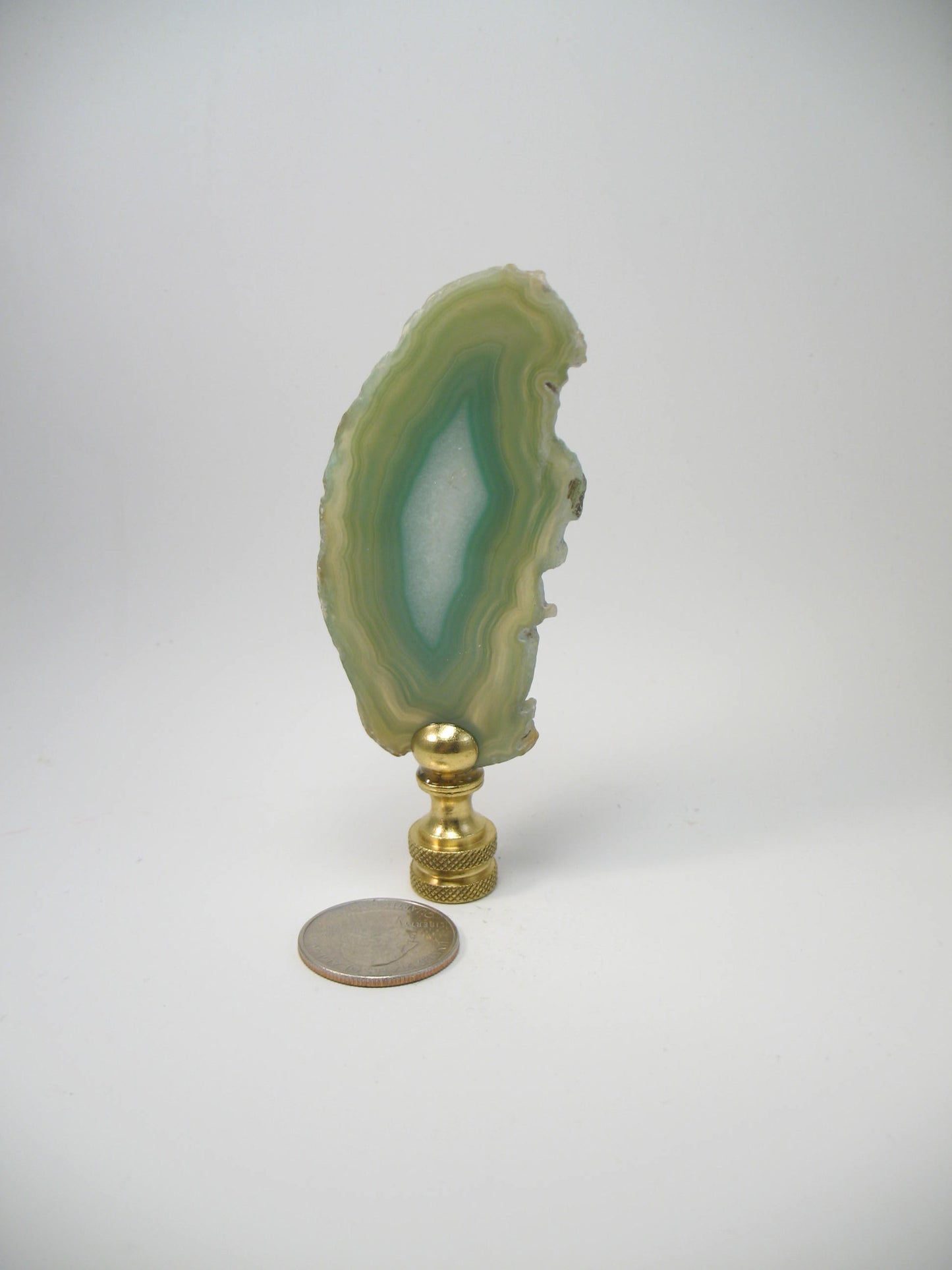 Lamp Finial Geode Agate Stone Slice Green #G42