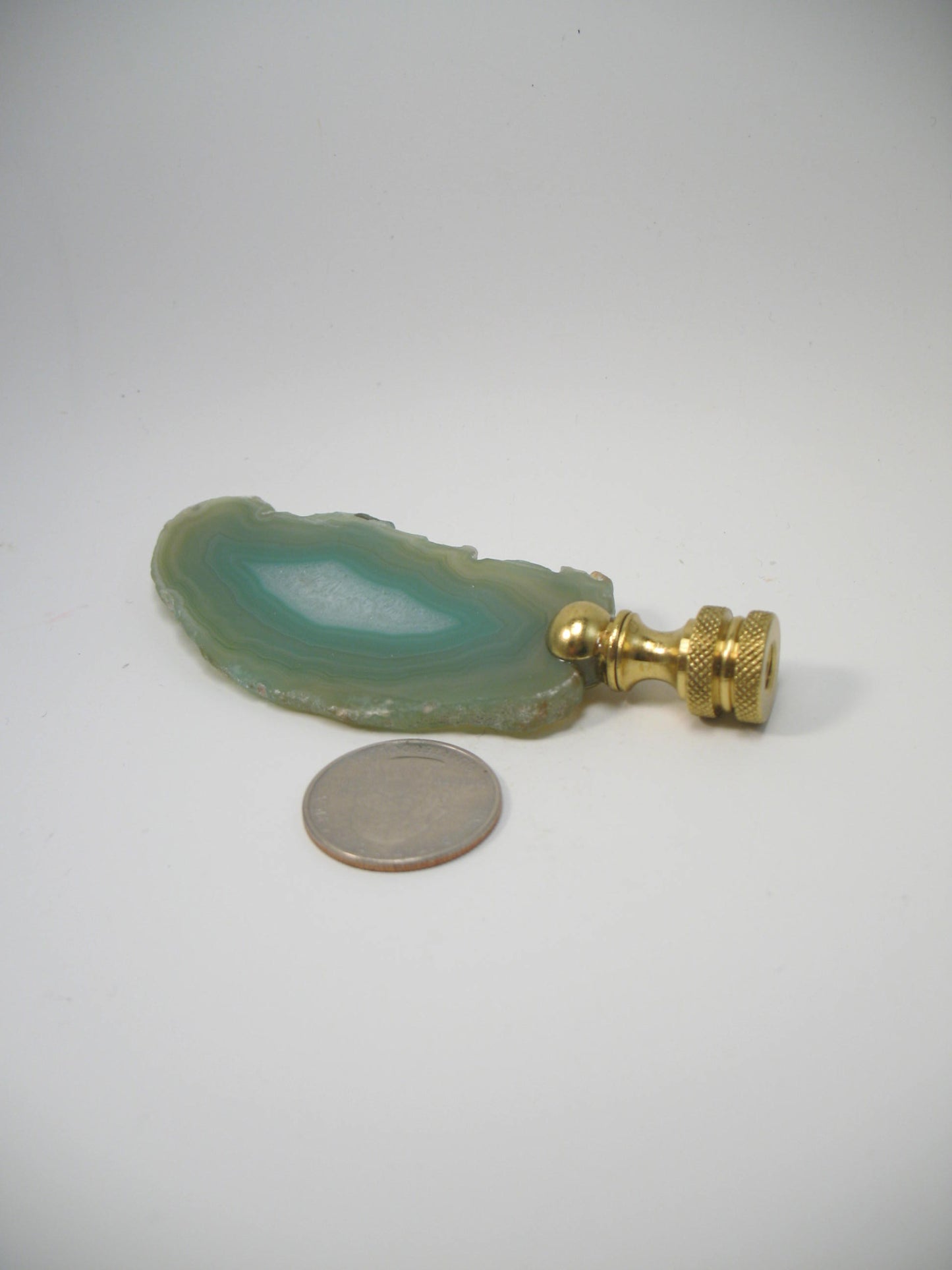 Lamp Finial Geode Agate Stone Slice Green #G42