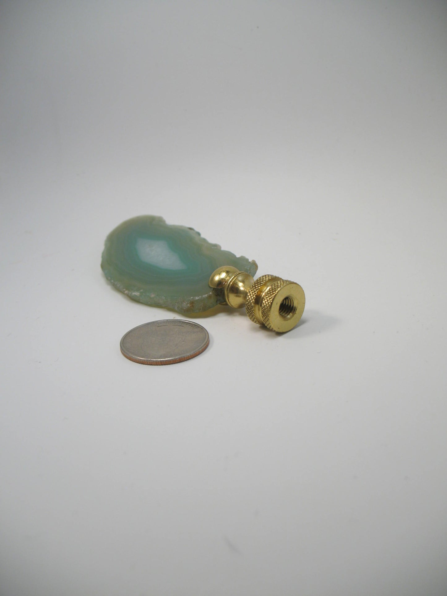 Lamp Finial Geode Agate Stone Slice Green #G42