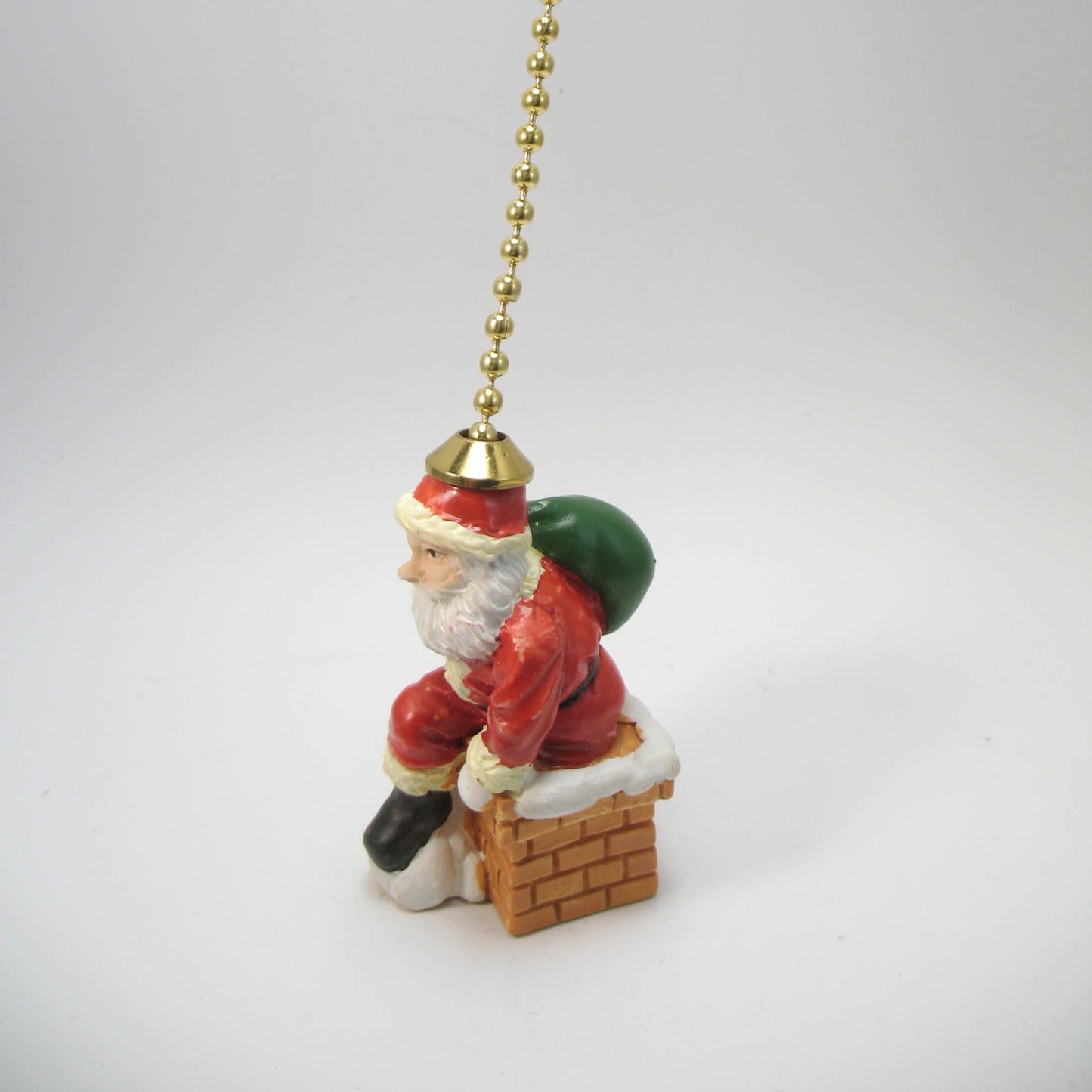 Fan Pull Small Resin Santa on the Chimney Brass Chain SFP23