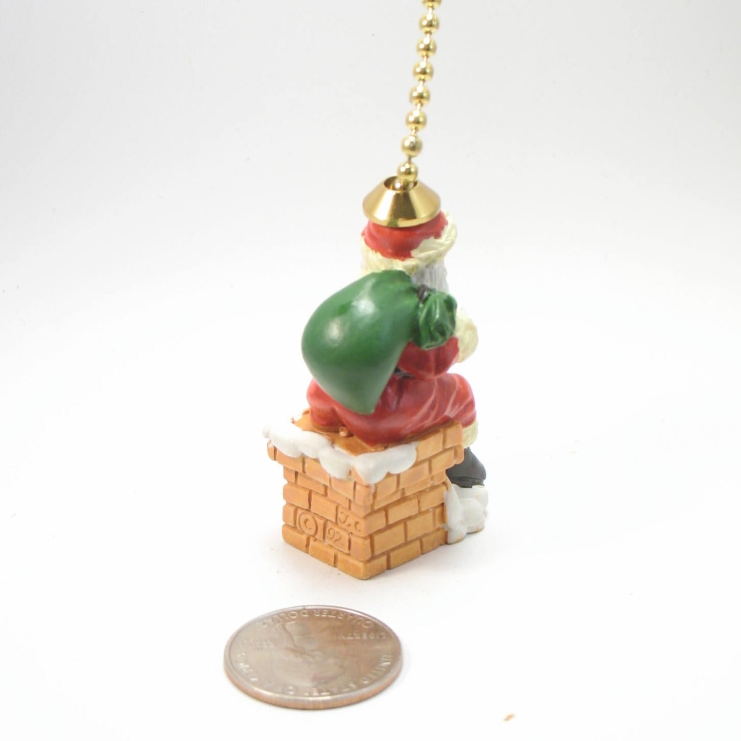 Fan Pull Small Resin Santa on the Chimney Brass Chain SFP23