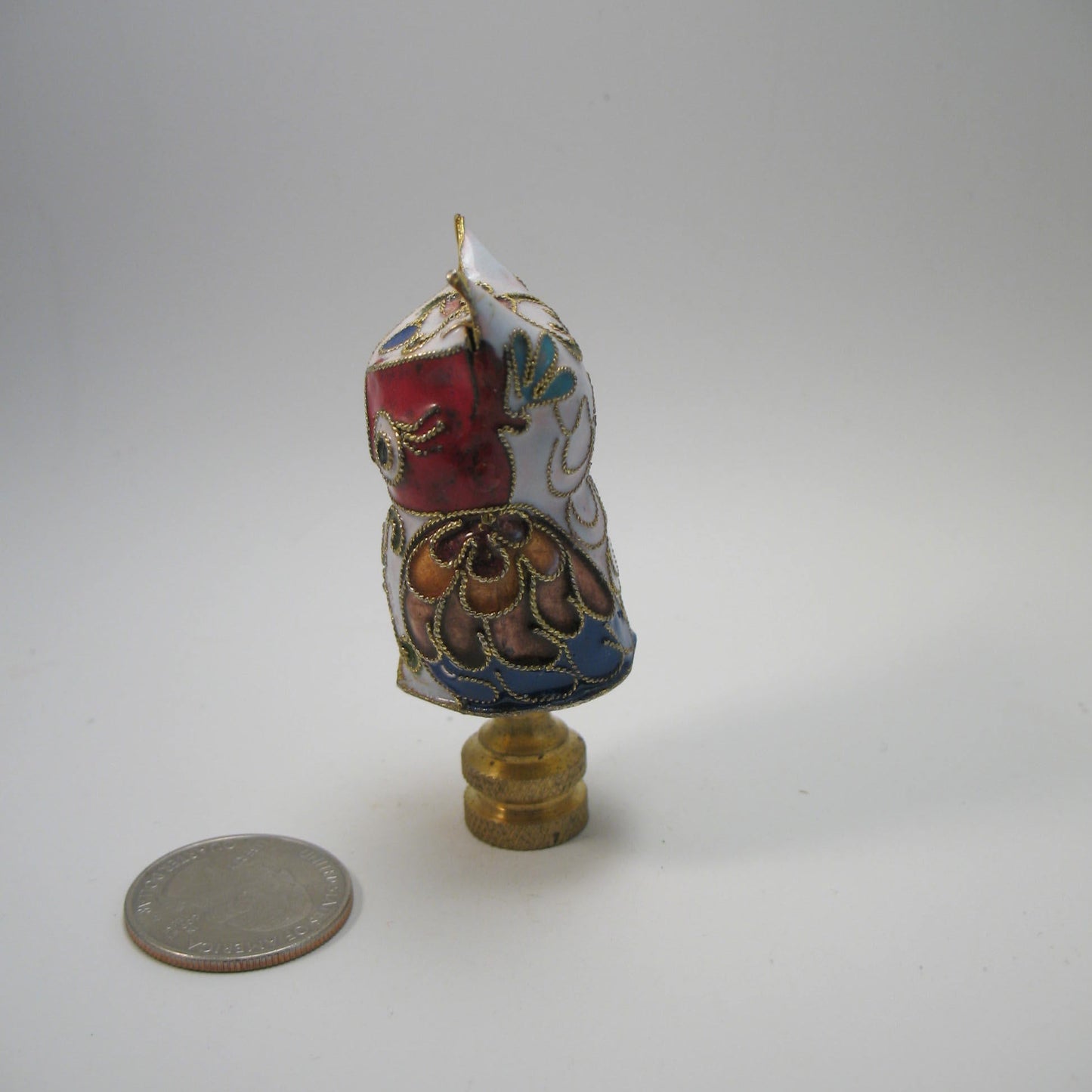 Lamp Finial Cloisonne Owl Multi Colors