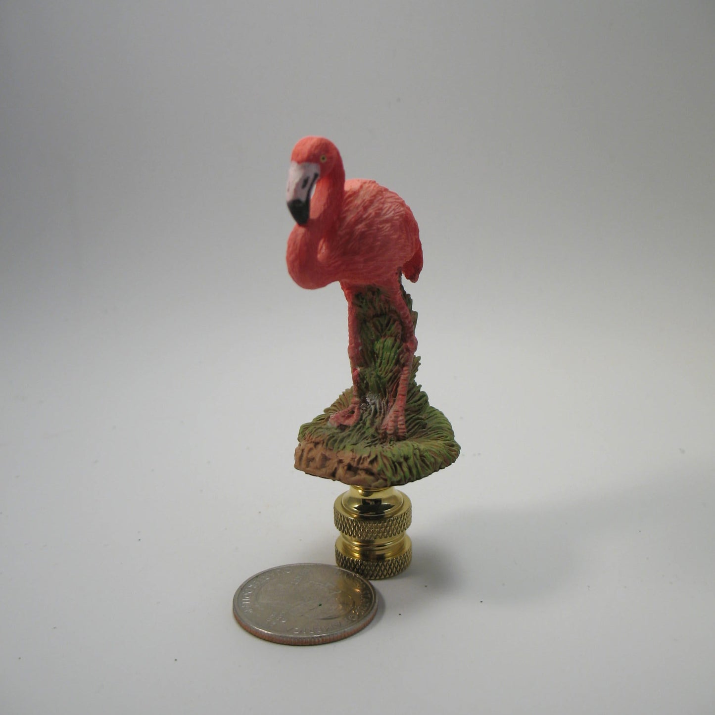 Bird Lamp Finial: Deep Pink Resin Flamingo 3 3/4 inch finial