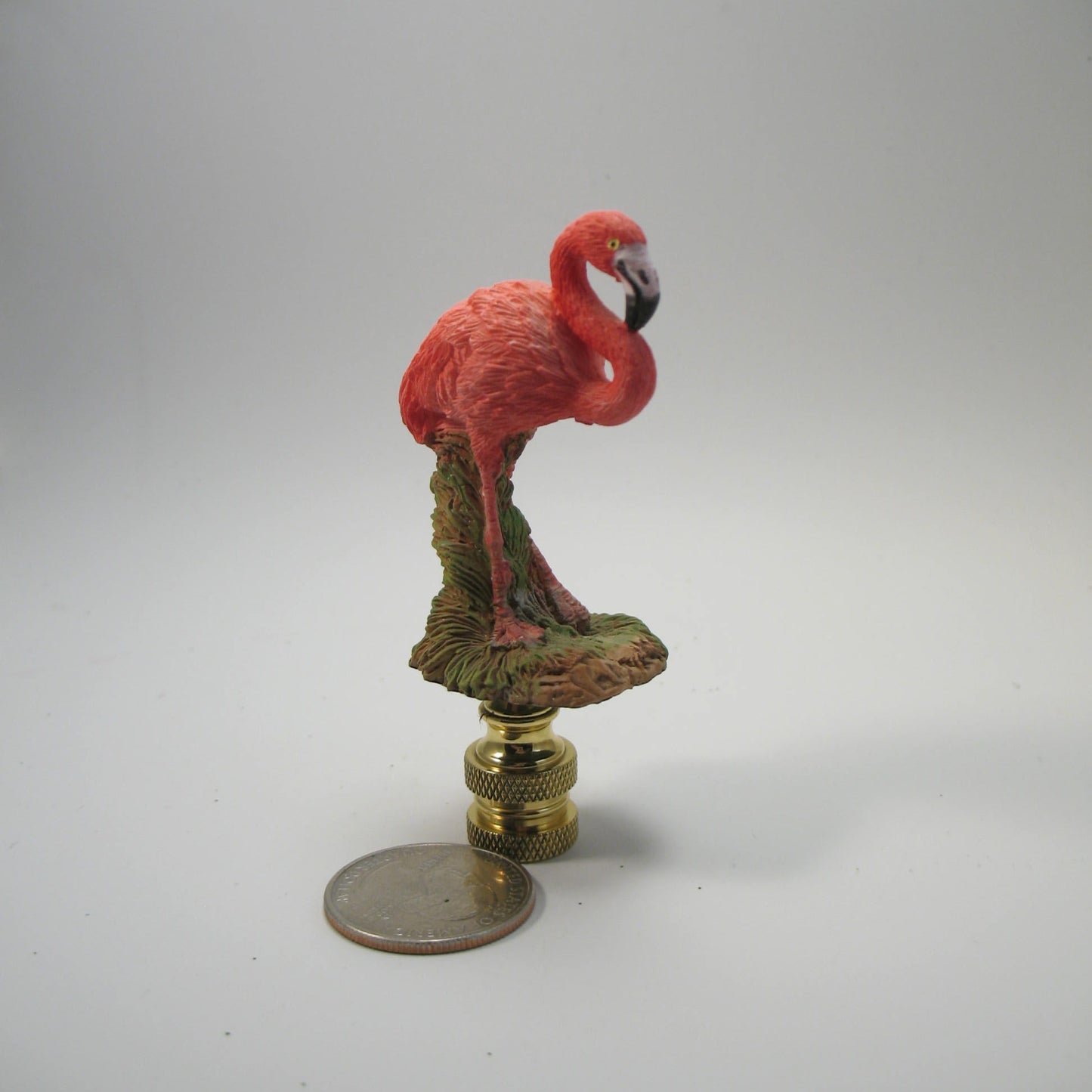 Bird Lamp Finial: Deep Pink Resin Flamingo 3 3/4 inch finial