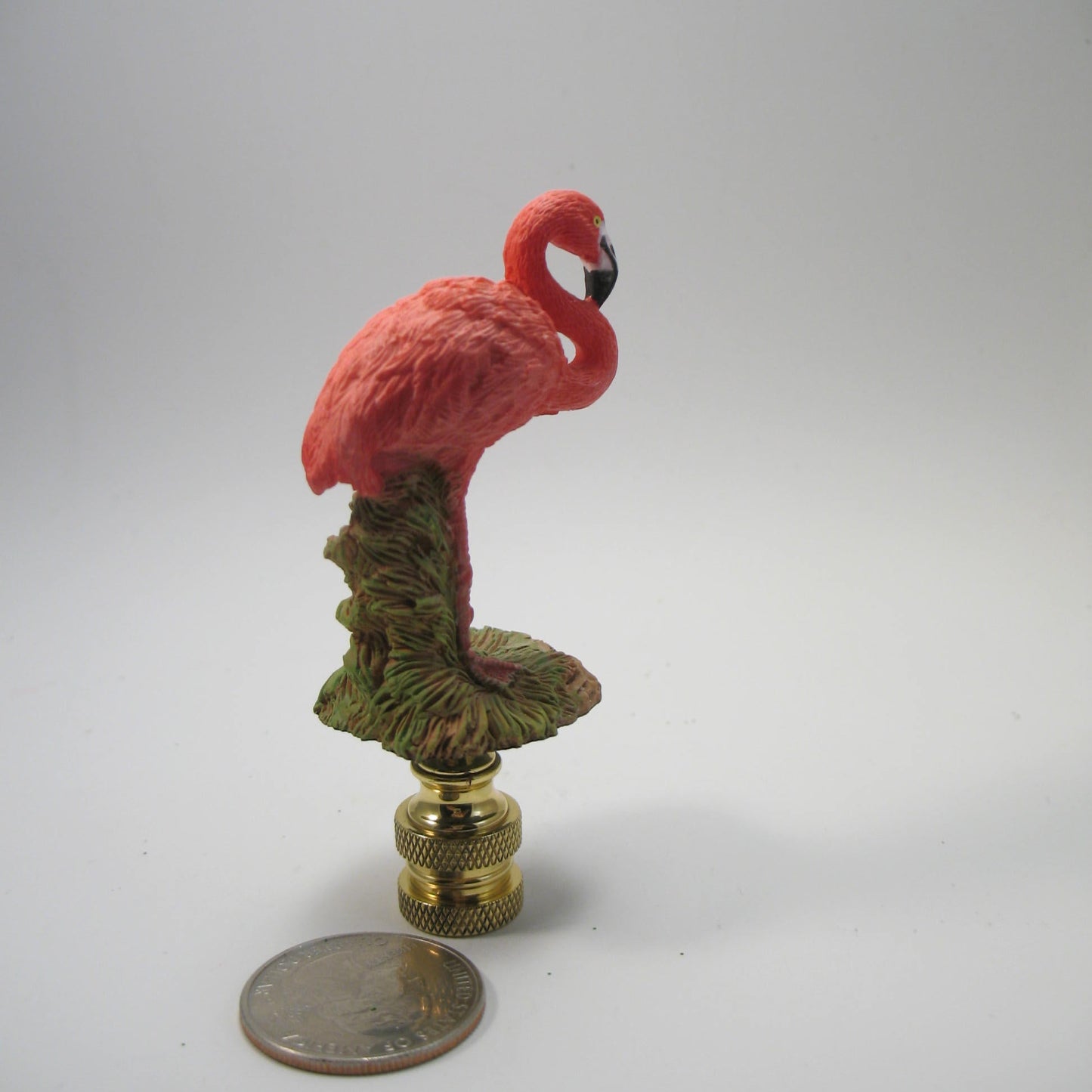 Bird Lamp Finial: Deep Pink Resin Flamingo 3 3/4 inch finial