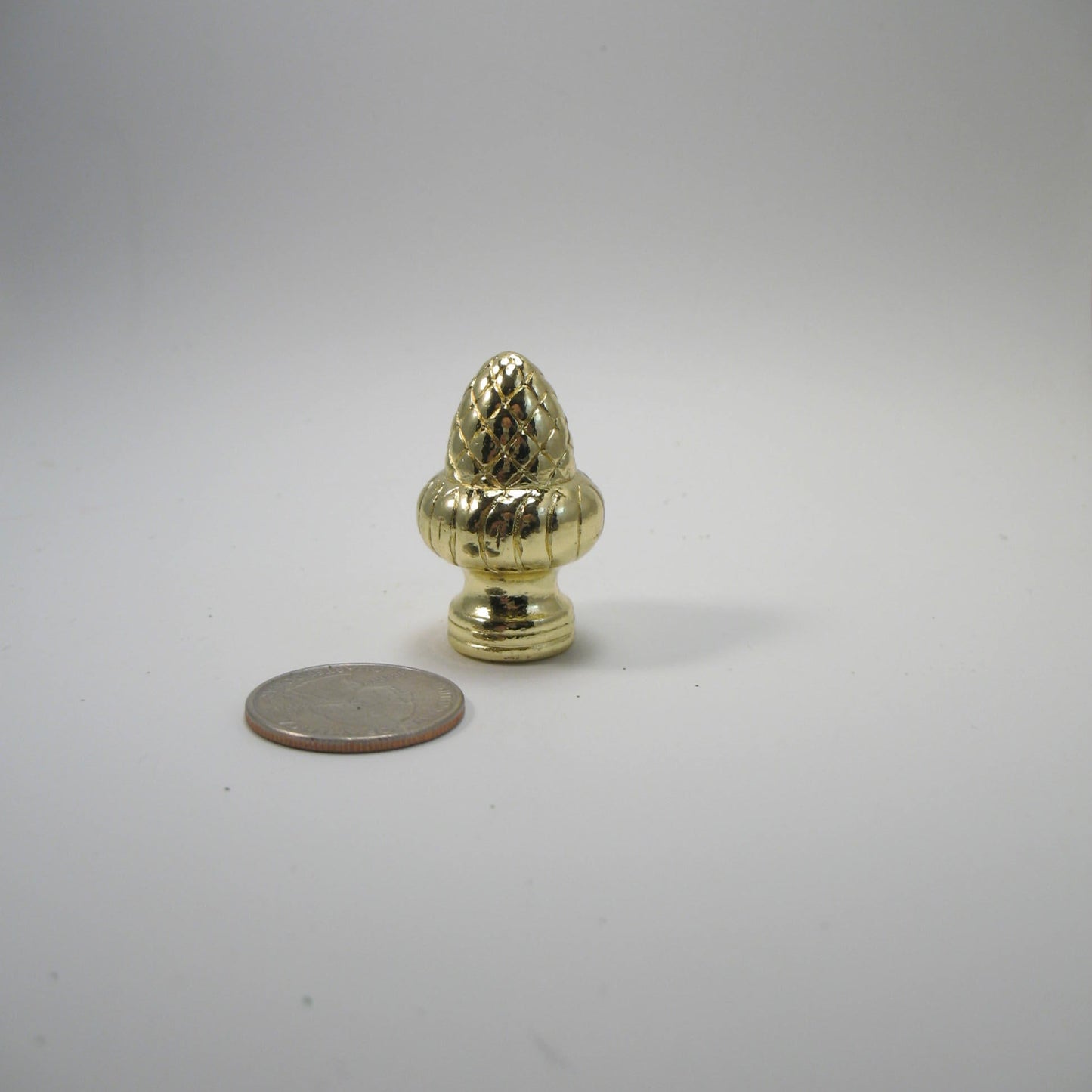 Lamp Finial: Brass Plated Acorn. 1 1/2" tall overall