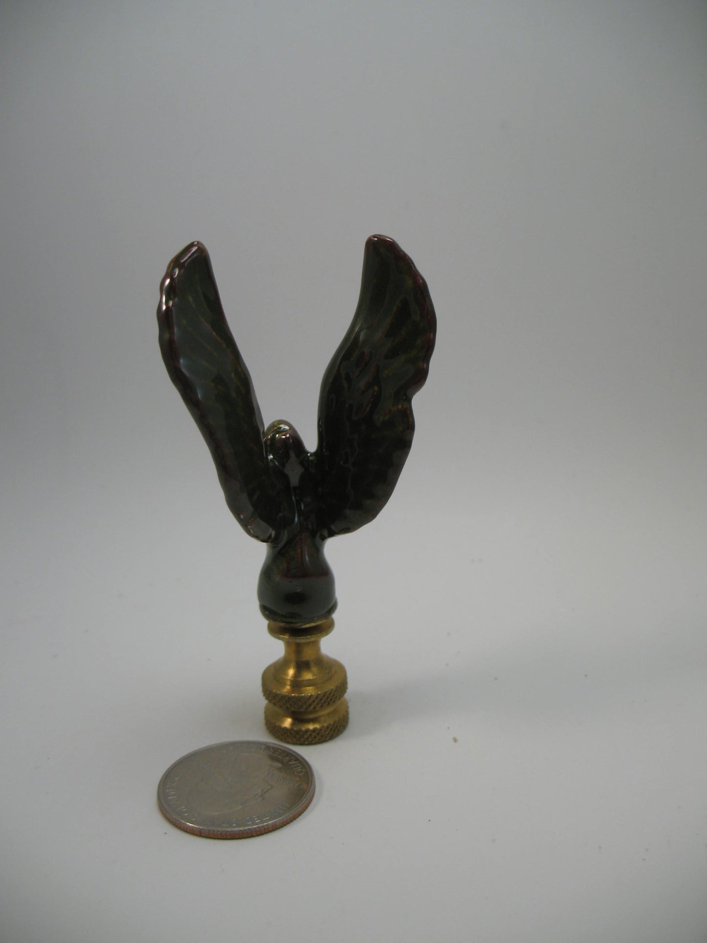 Lamp Finial Very Dark Green Ceramic Eagle