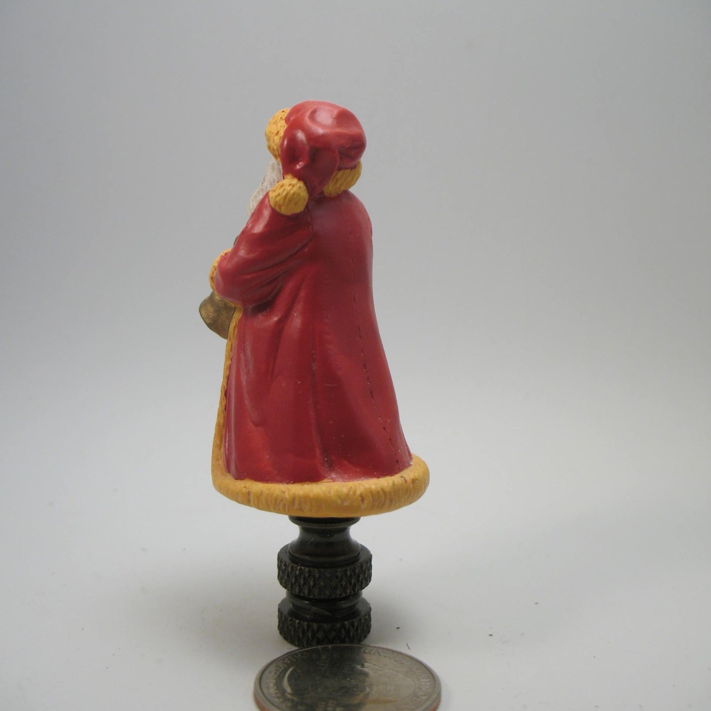 Finial: Small Santa Bell and Wreath.  3" overall