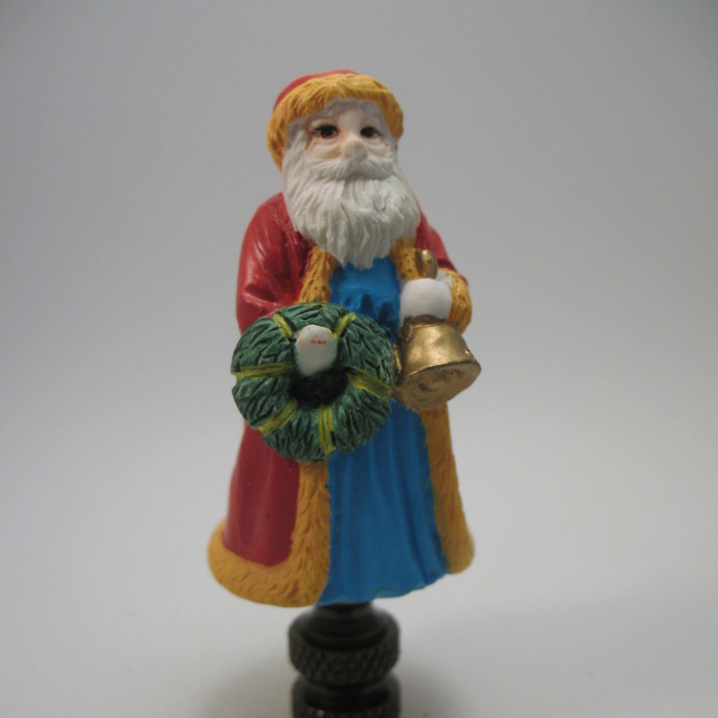 Finial: Small Santa Bell and Wreath.  3" overall