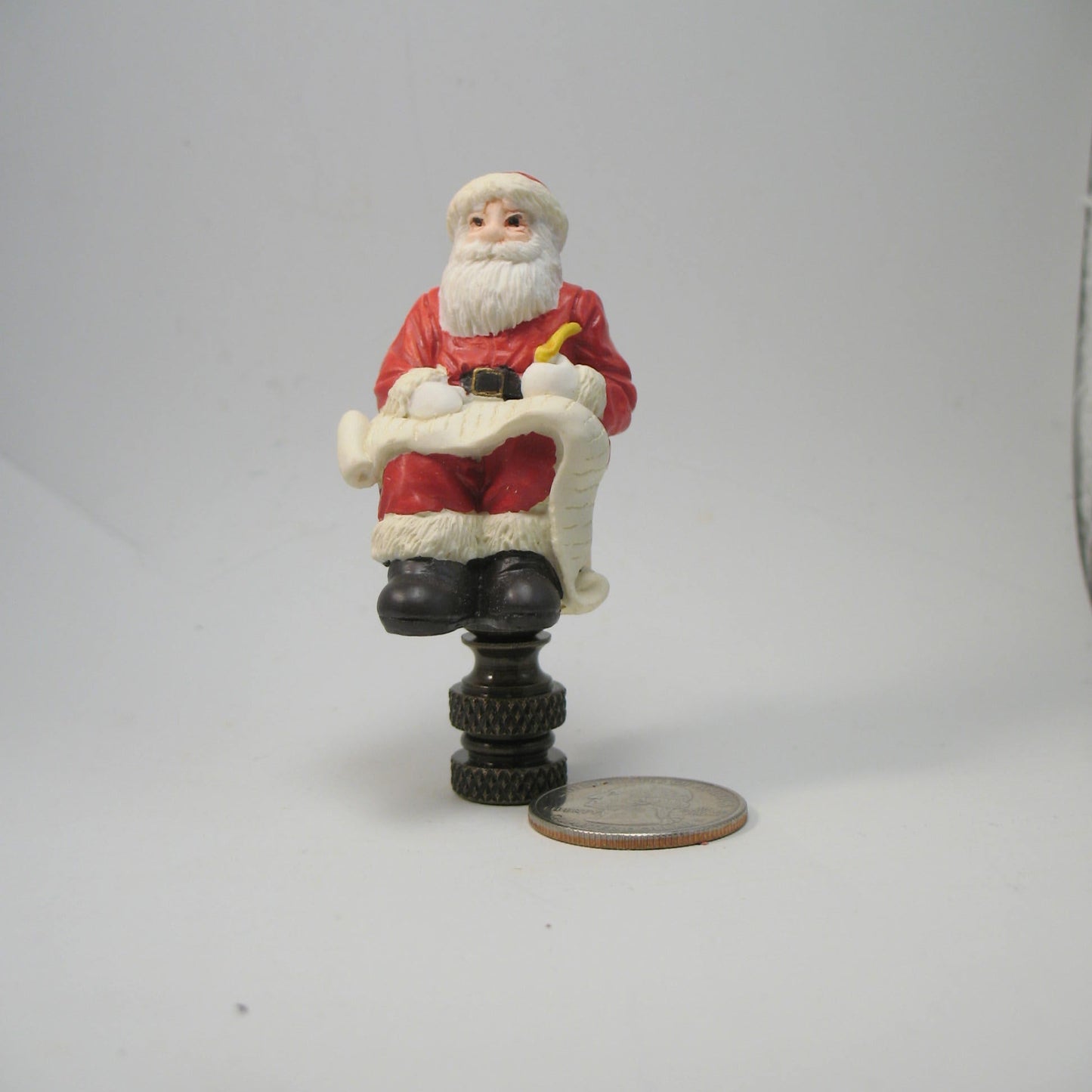 Finial: Small Santa Checks His List "Twice"