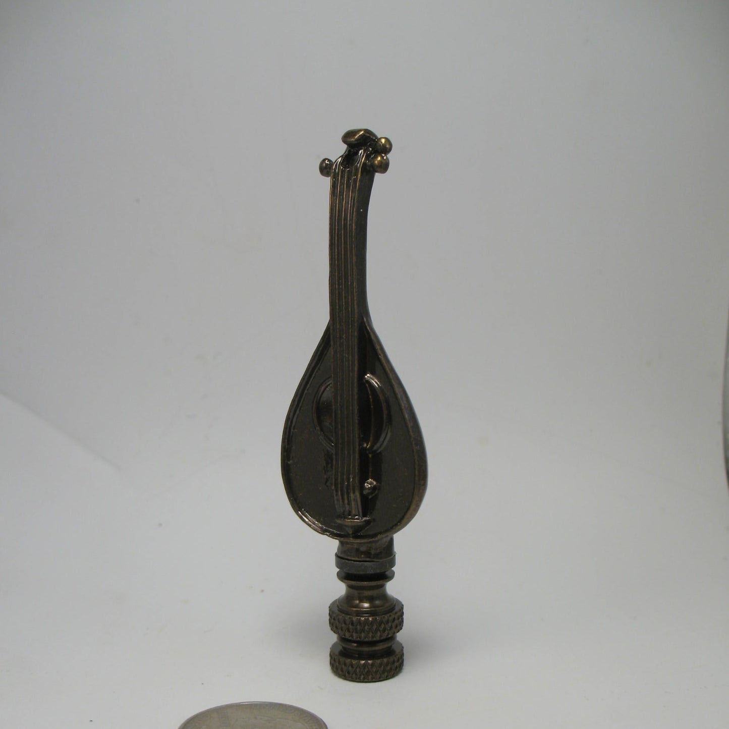 Finial: Bronze Mandolin. 3 7/8" overall