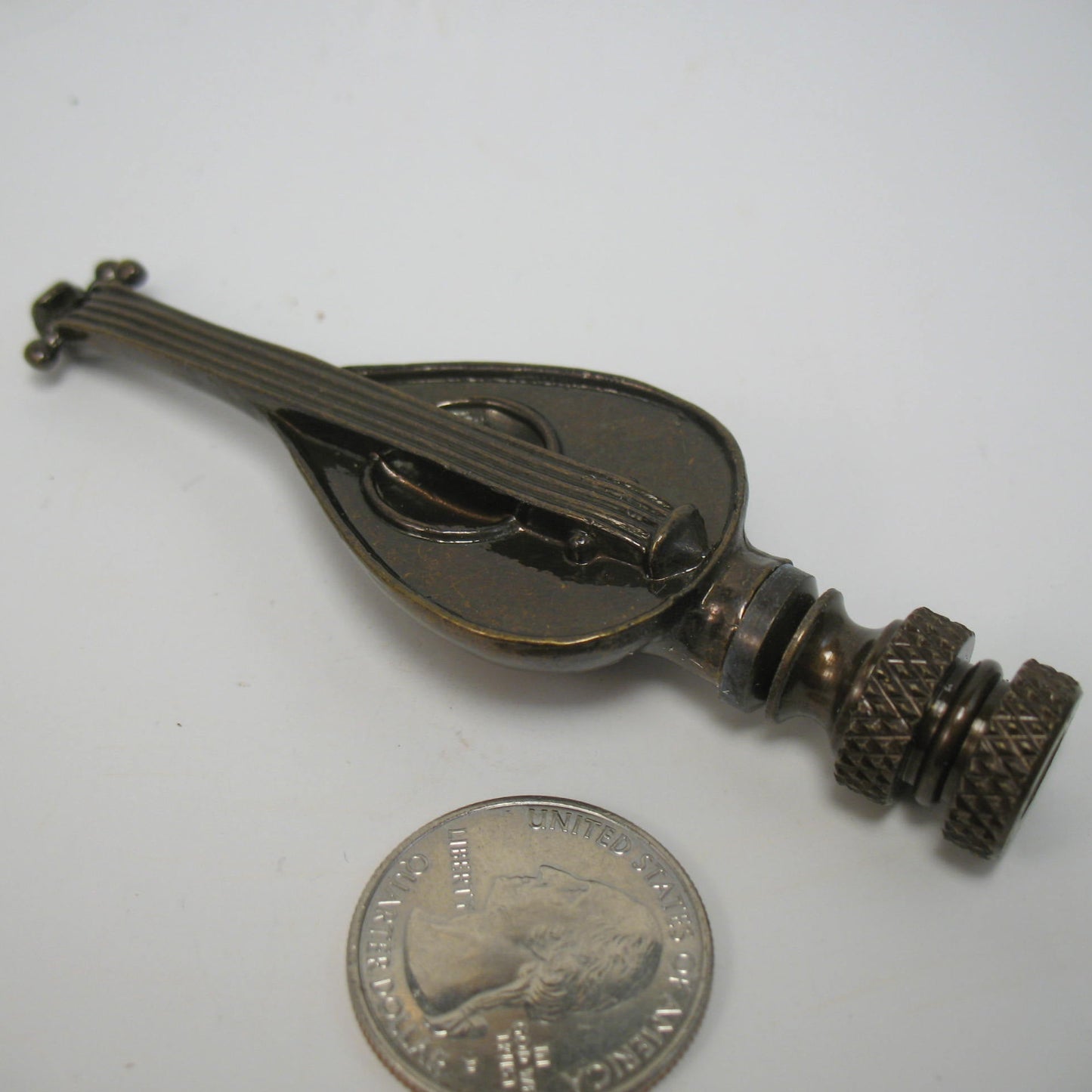 Finial: Bronze Mandolin. 3 7/8" overall