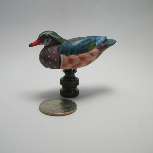 Lamp Finial Hand Painted Wooden Duck Colorful