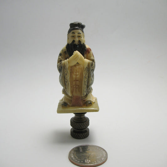 Lamp Finial Faux Ivory Asian Holy Man