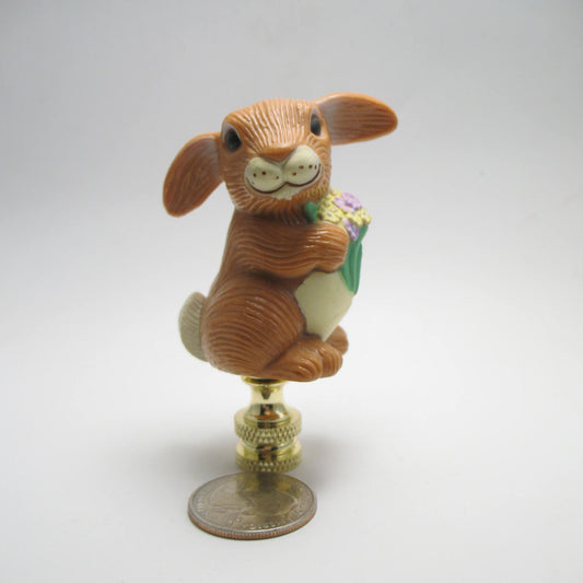 Lamp Finial Brown Easter  Rabbit Brass Hardware