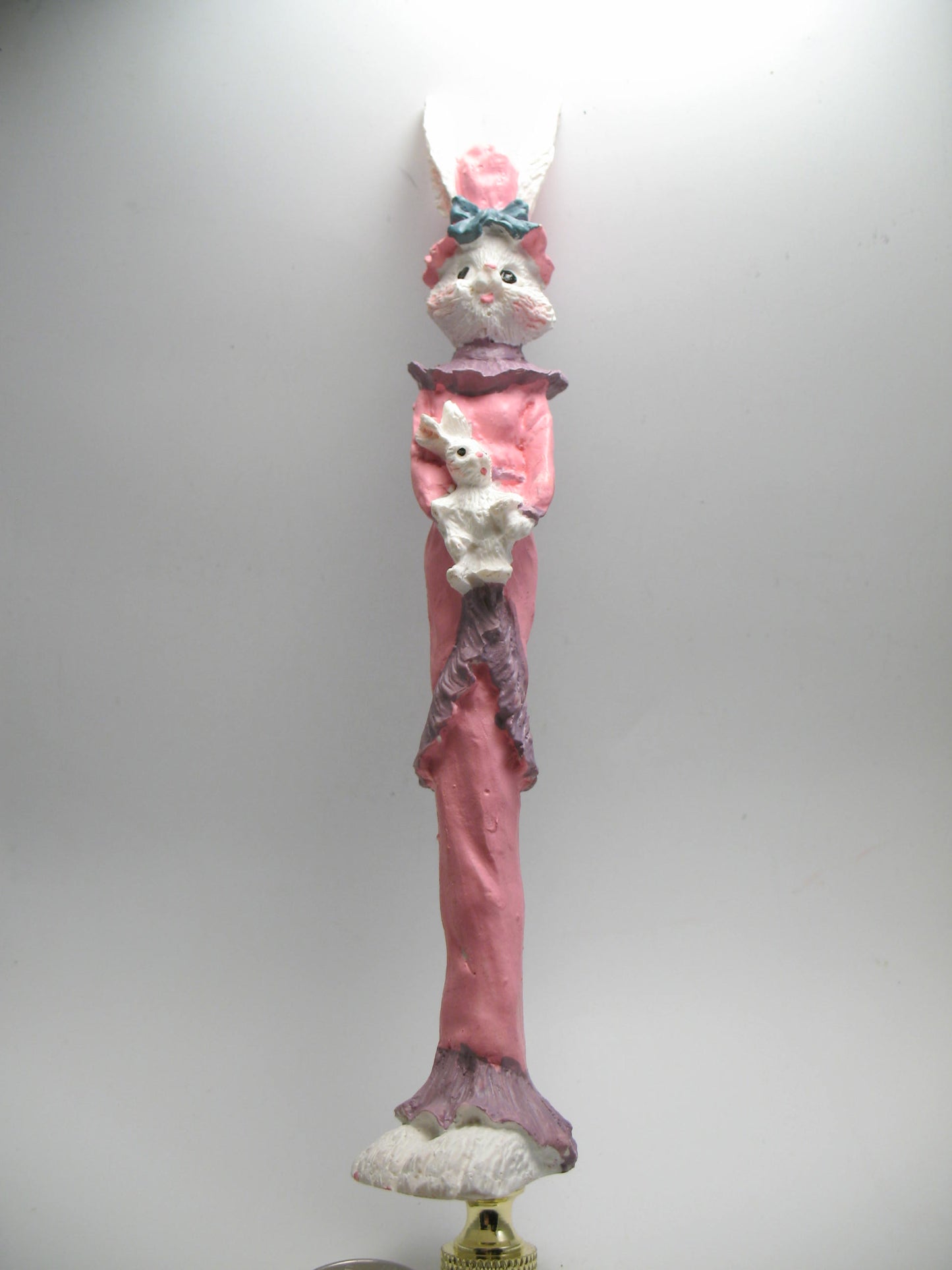 Lamp Finial Pink Easter Rabbit  Very Tall and Slim