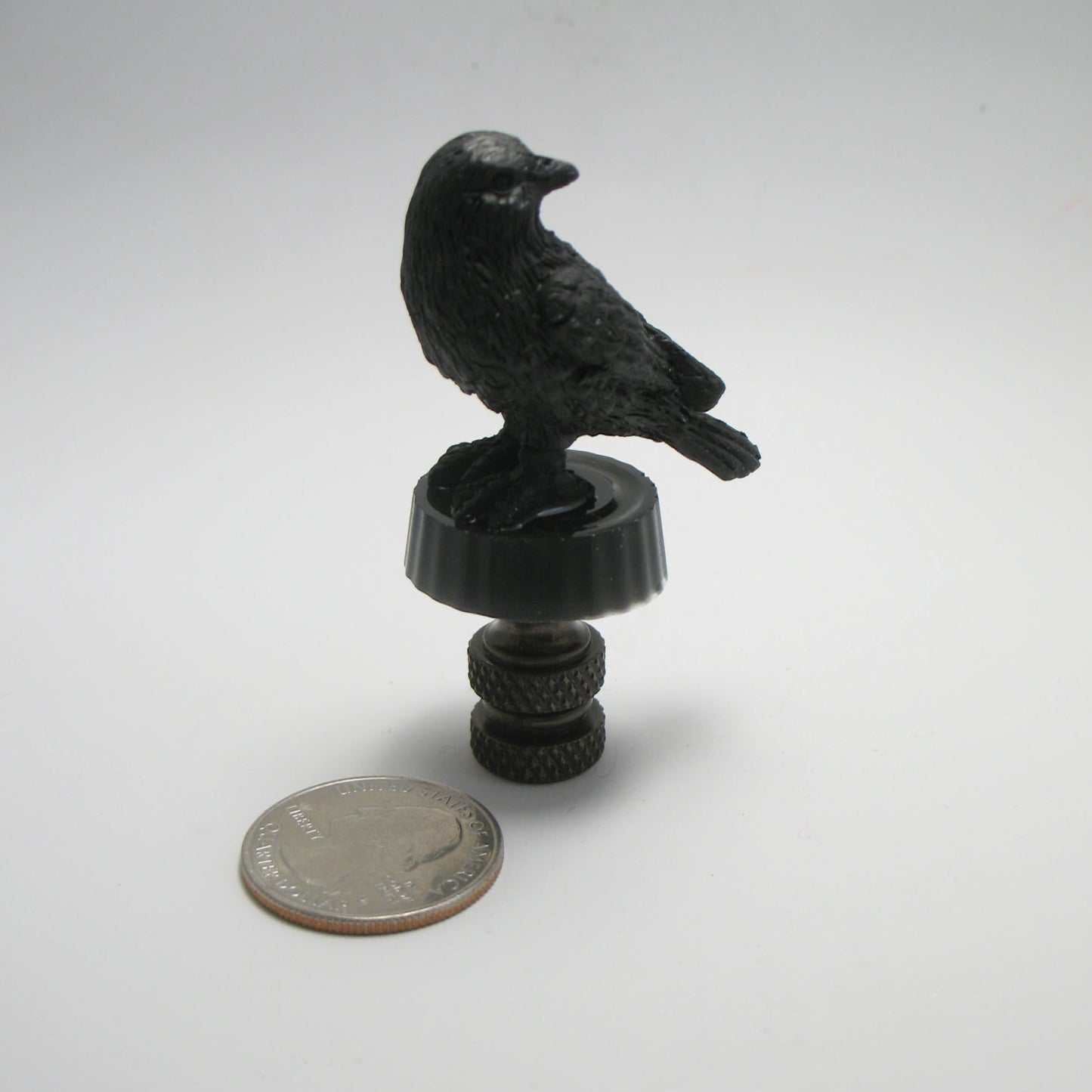 Lamp Finial Small Black Crow