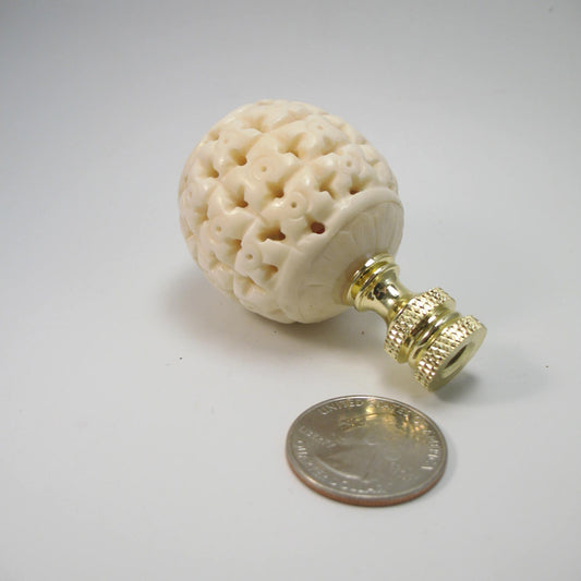Finial:  Lg. Carved Bone Ball. 2 1/2" overall