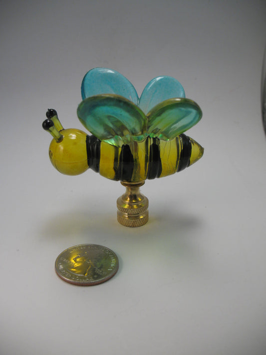 Lamp Finial Plastic Bee Blue and Yellow