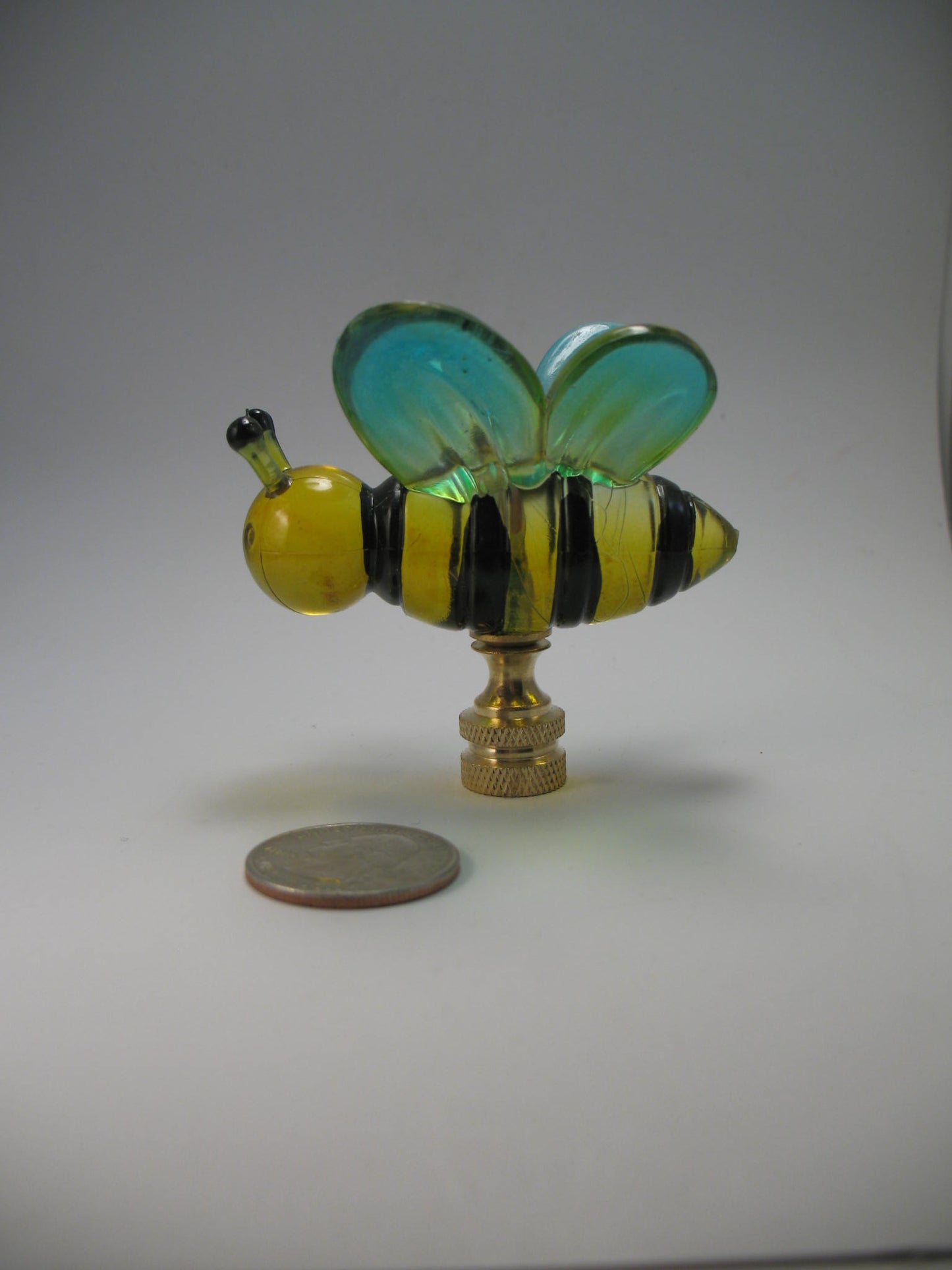 Lamp Finial Plastic Bee Blue and Yellow