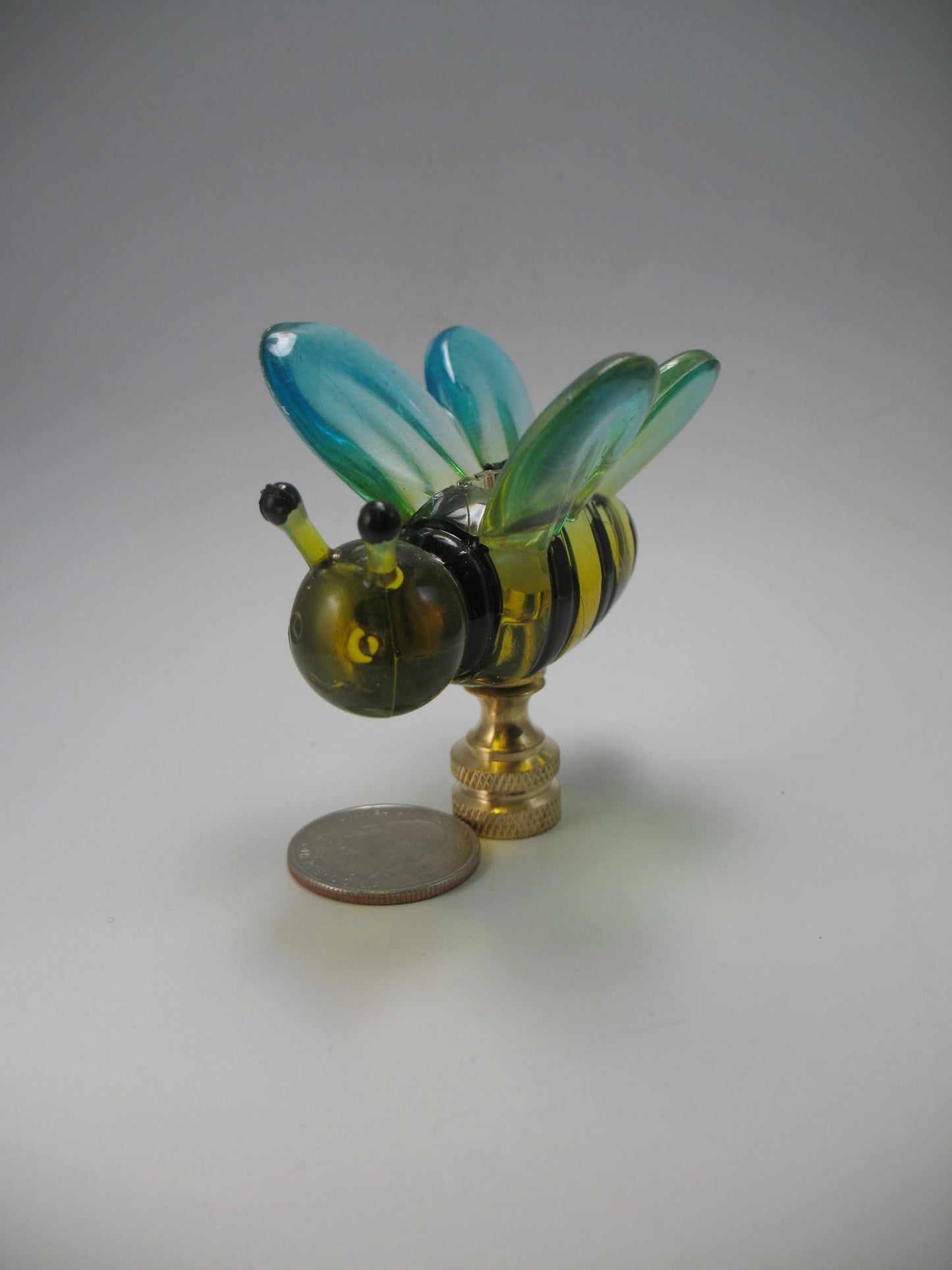 Lamp Finial Plastic Bee Blue and Yellow