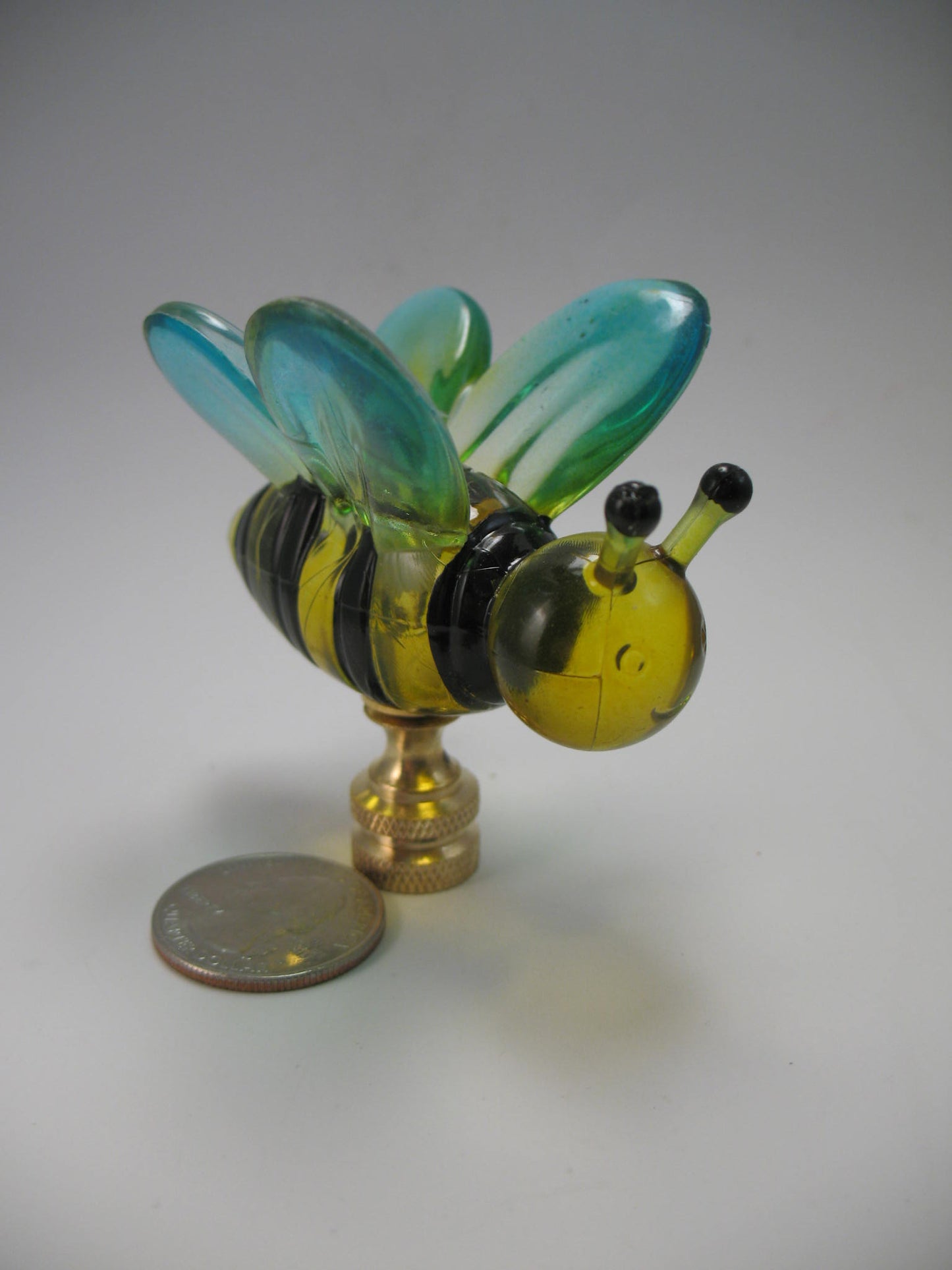 Lamp Finial Plastic Bee Blue and Yellow
