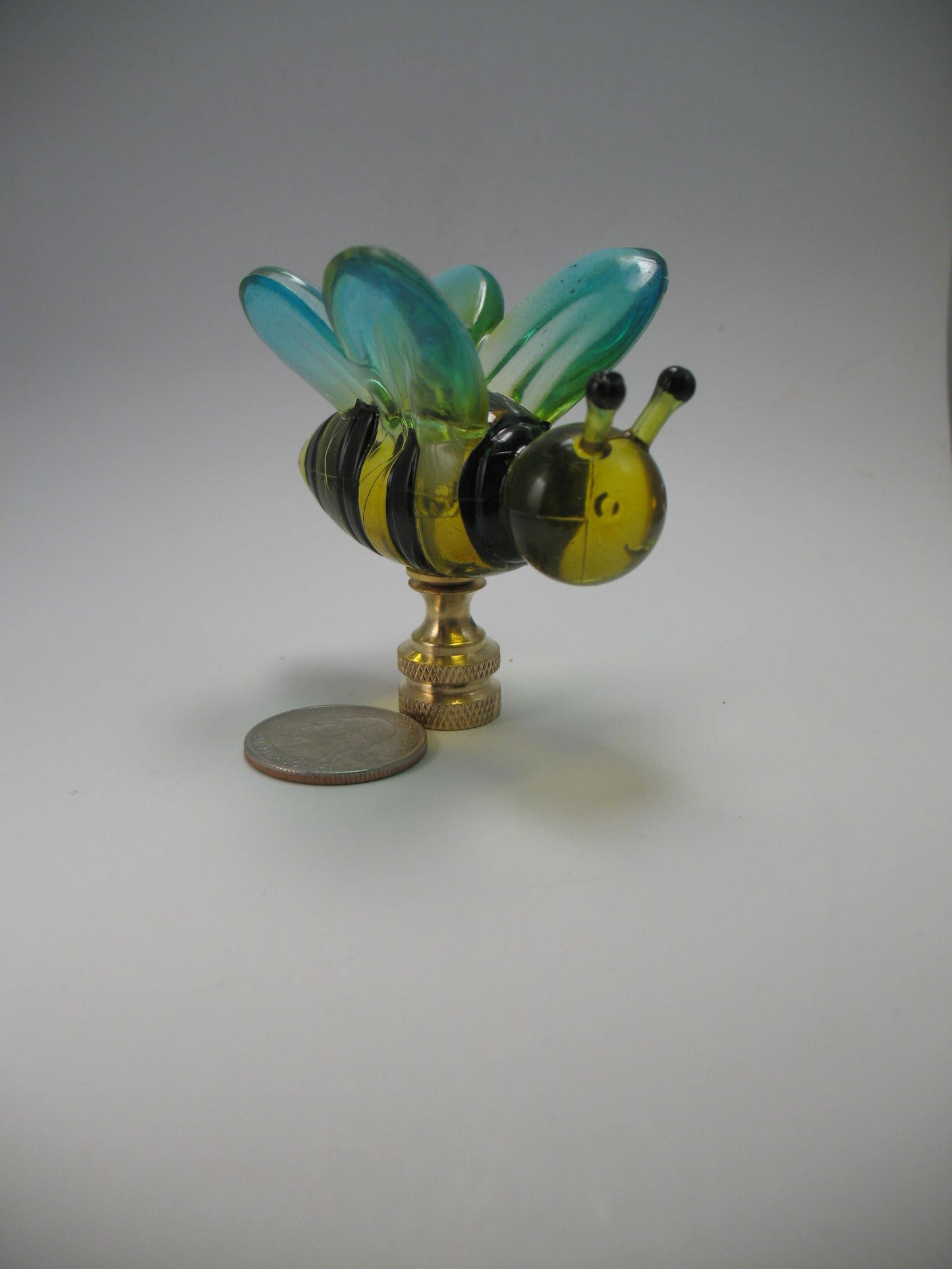 Lamp Finial Plastic Bee Blue and Yellow