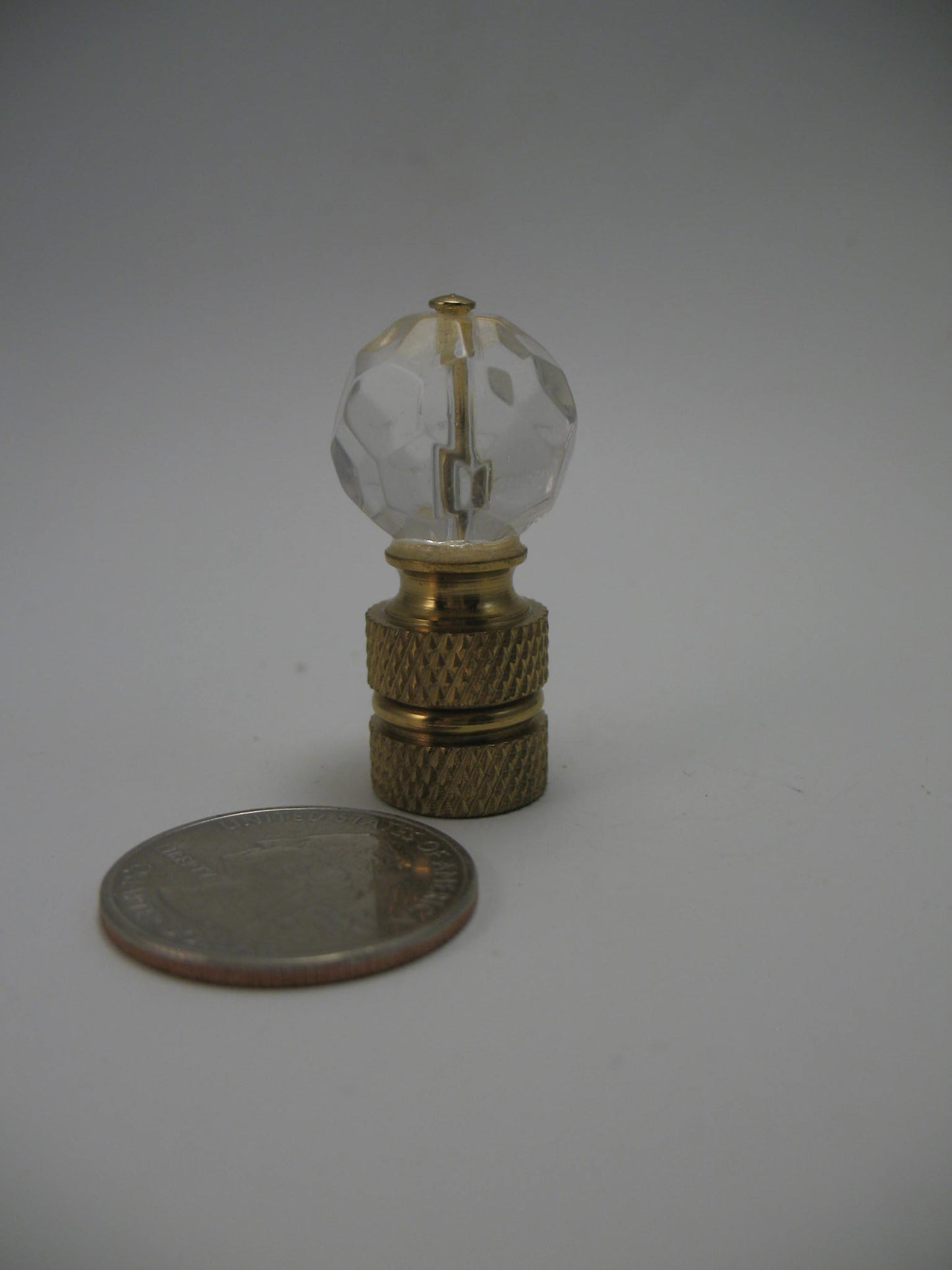 Lamp Finial Small Clear Glass Ball Brass Hardware