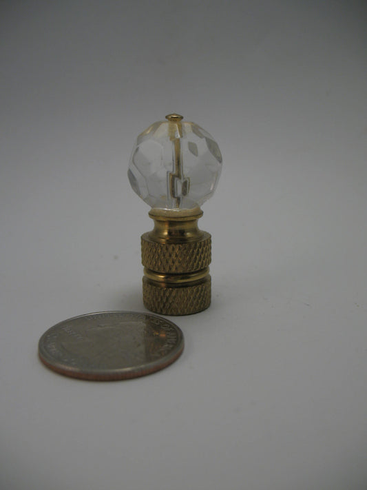 Lamp Finial Small Clear Glass Ball Brass Hardware