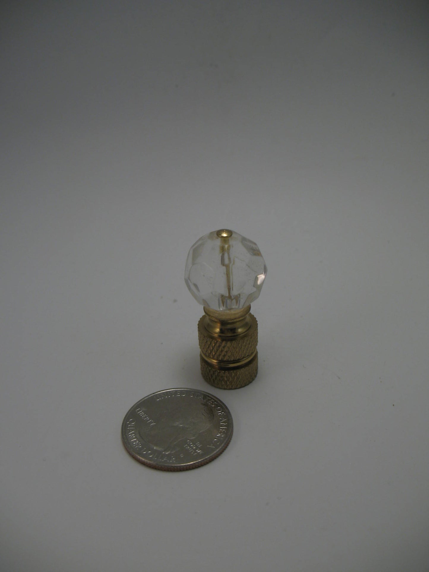 Lamp Finial Small Clear Glass Ball Brass Hardware