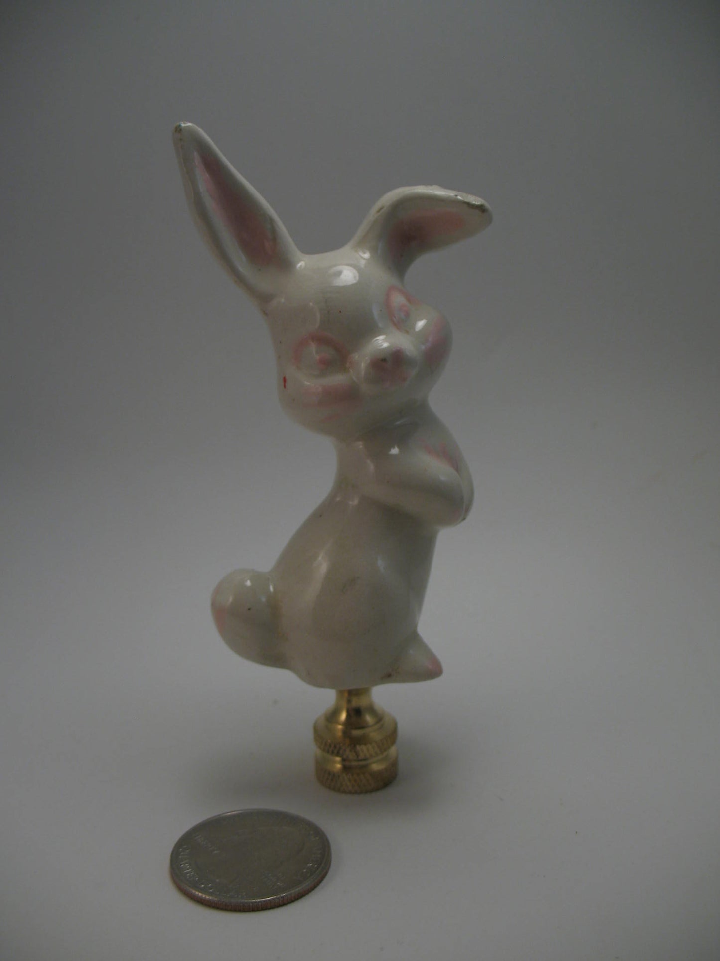 Lamp Finial White Ceramic Easter Rabbit Bunny