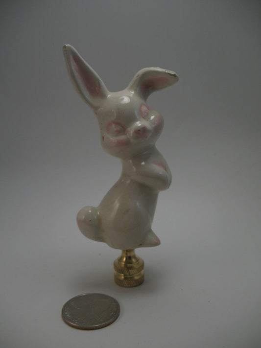 Lamp Finial White Ceramic Easter Rabbit Bunny
